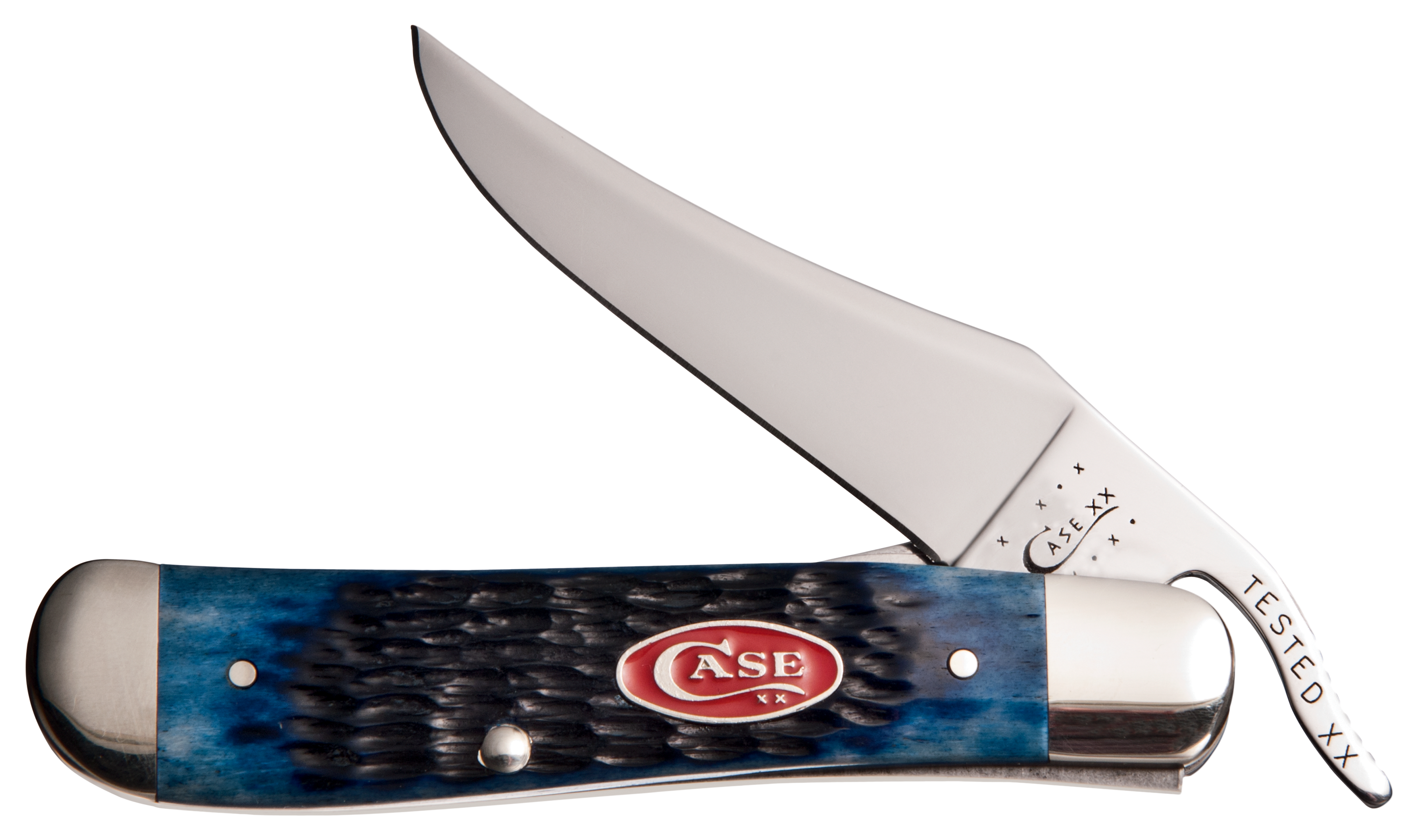 Image of Case Navy Blue Jigged Bone RussLock Lockback Folding Knife