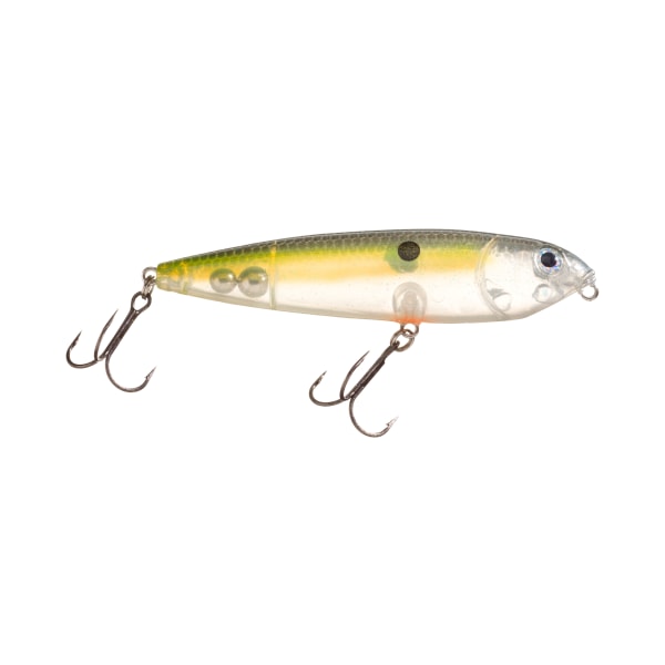 Strike King KVD Sexy Dawg Jr. Topwater Hard Baits - Clear Ghost Sexy Shad - 3-3/4″