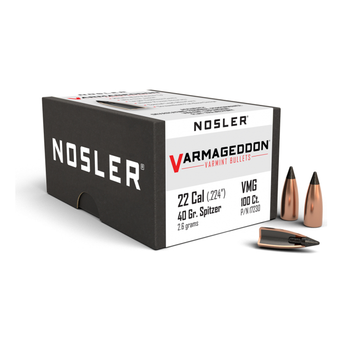 Nosler Varmageddon Bullets - 40 Grain - Spitzer - 100 Rounds - Nosler