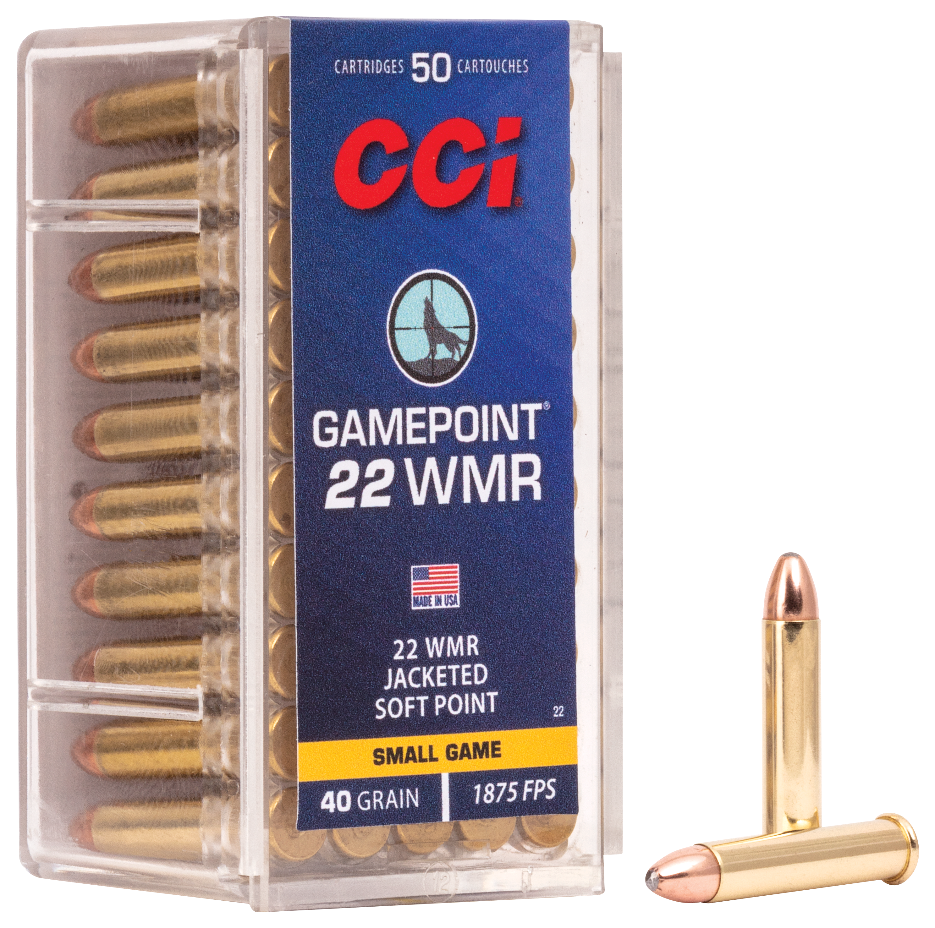 CCI Gamepoint .22 WMR 40 Grain Jacketed Soft Point Rimfire Rifle Ammo