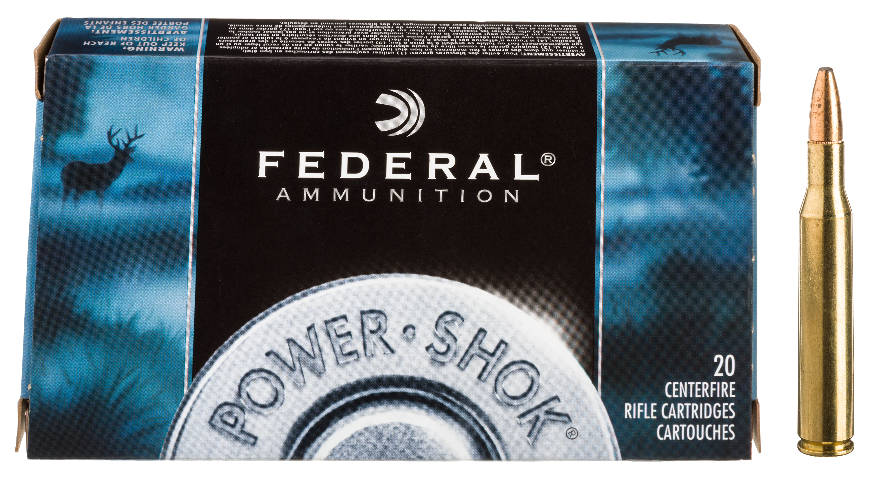 Image of Federal Premium Power-Shok .25-06 Remington 117 Grain Jacketed Soft-Point Centerfire Rifle Ammo