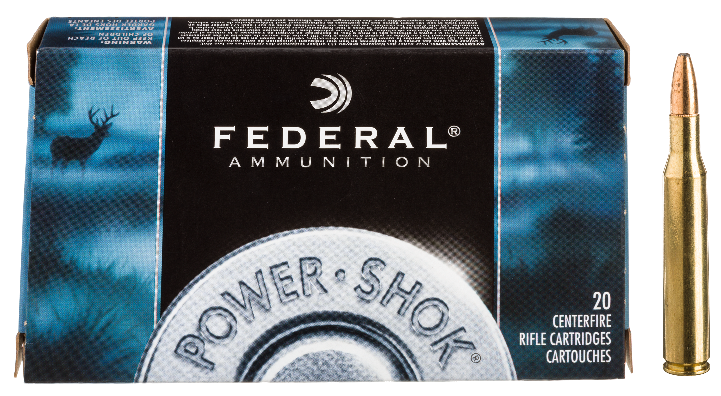 Image of Federal Premium Power-Shok .300 WSM 180 Grain Jacketed Soft-Point Centerfire Rifle Ammo