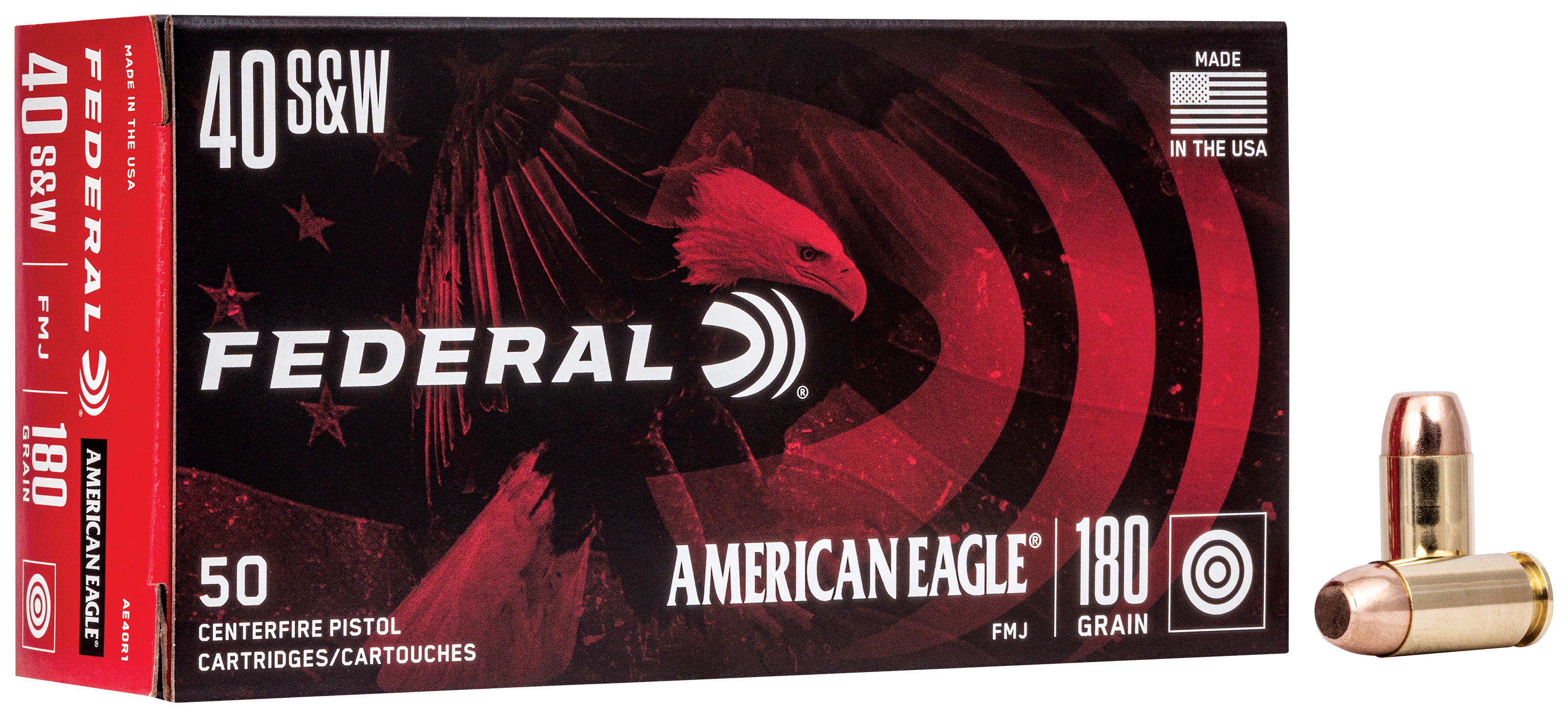 Federal American Eagle .40 S&W 180 Grain FMJ Centerfire Handgun Ammo