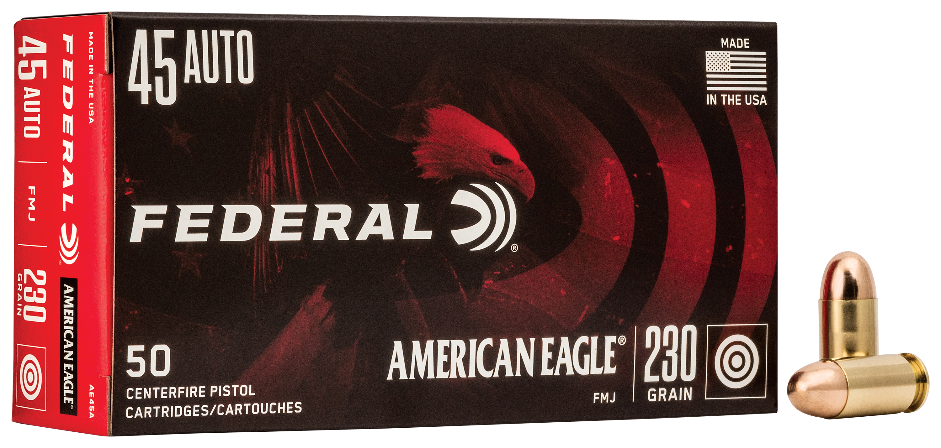 Federal American Eagle .45 ACP 230 Grain FMJ Centerfire Handgun Ammo - 50 Rounds