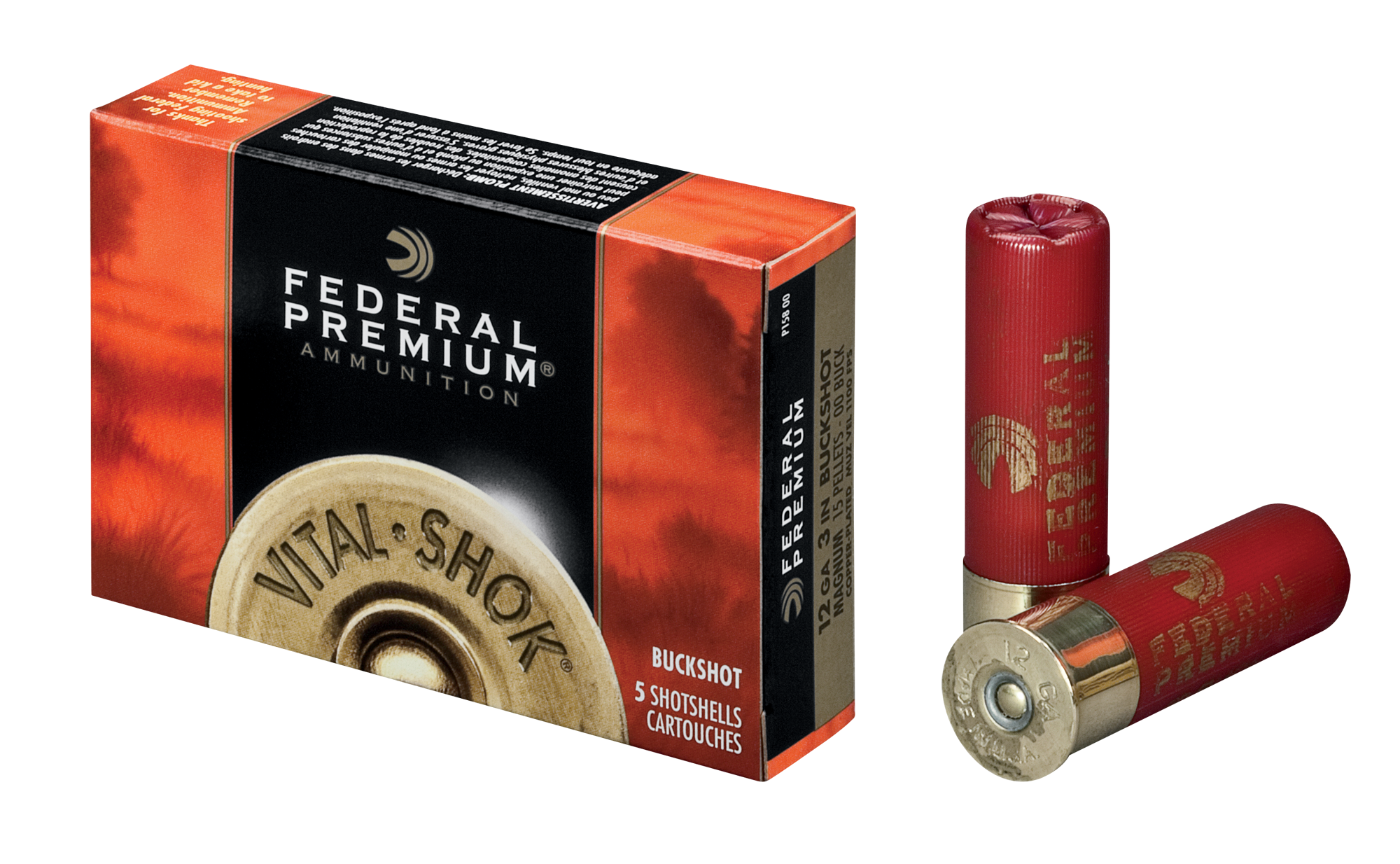Image of "Federal Premium Vital-Shok Buckshot Shotshells - #00 Shot - 12 Gauge - 3.5"" - 1100 FPS - 5 rounds"