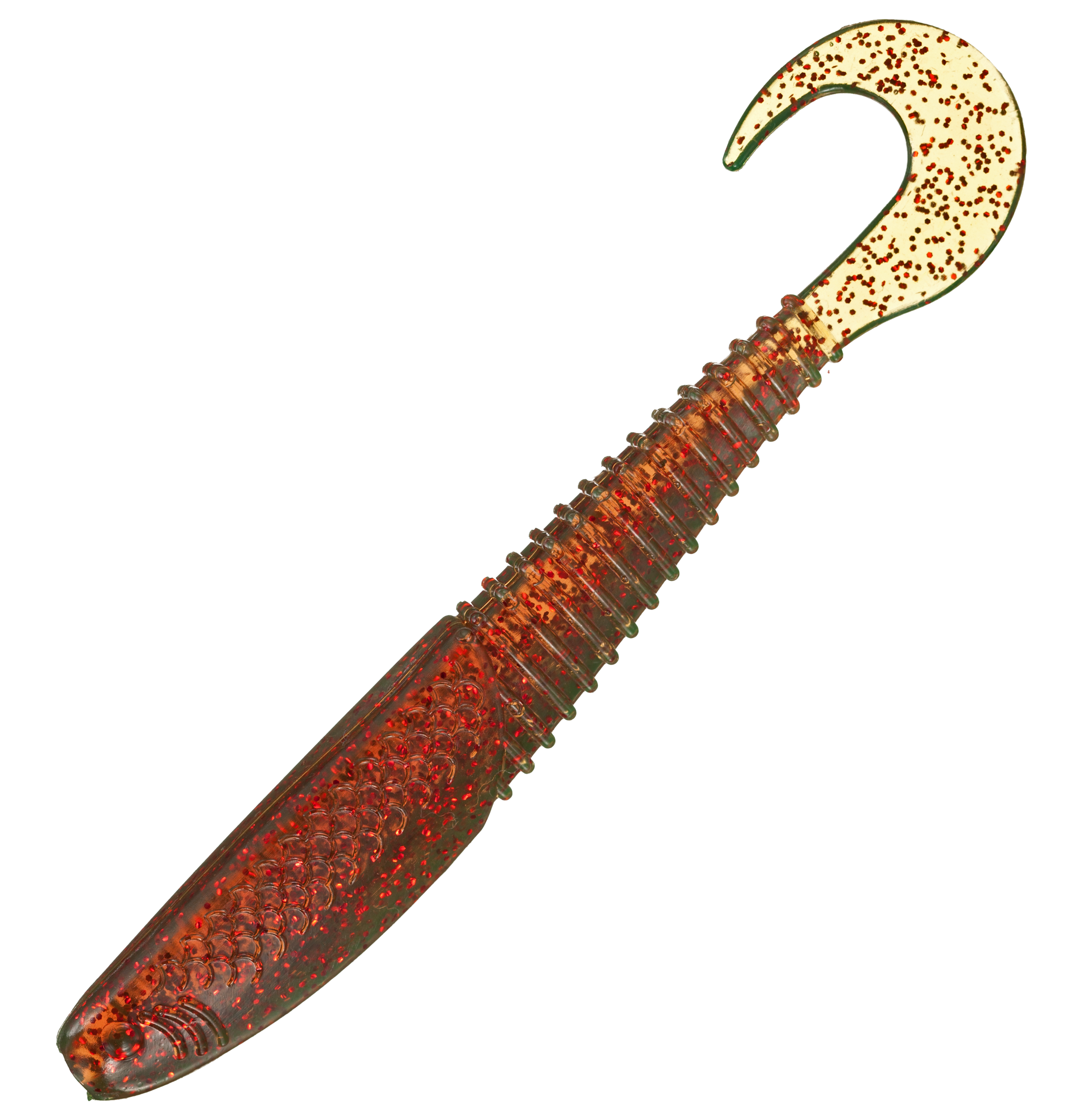 Bass Pro Shops Walleye Angler Curl Tail Minnow - Motor Oil Red Flake