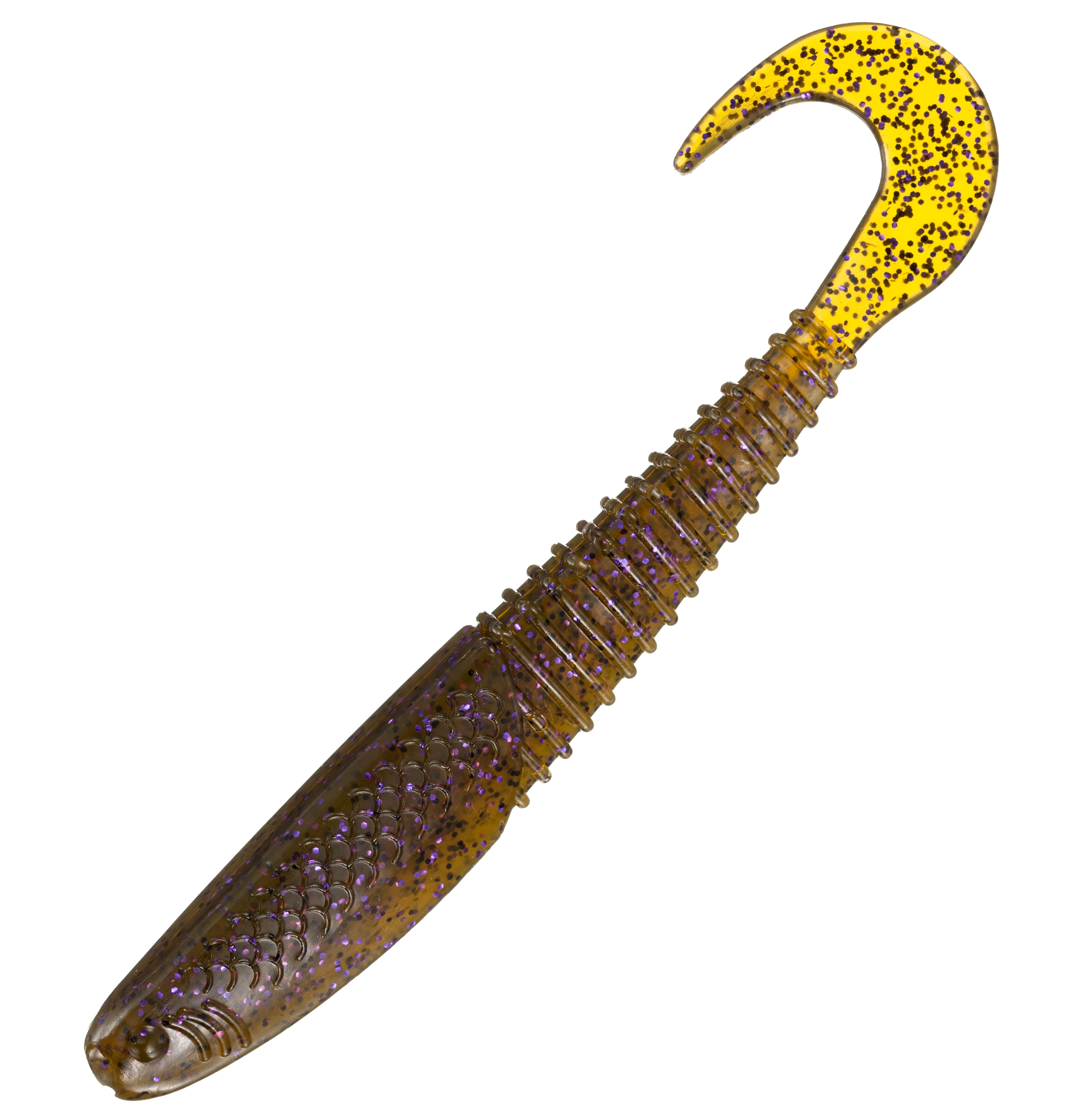 Bass Pro Shops Walleye Angler Curl Tail Minnow - Green Pumpkin/Purple Black - 12081705414227-1952735 - Fishing Bass Pro Shops® Walleye Angler® Curl Tail Minnow sku 12081705414227-1952735