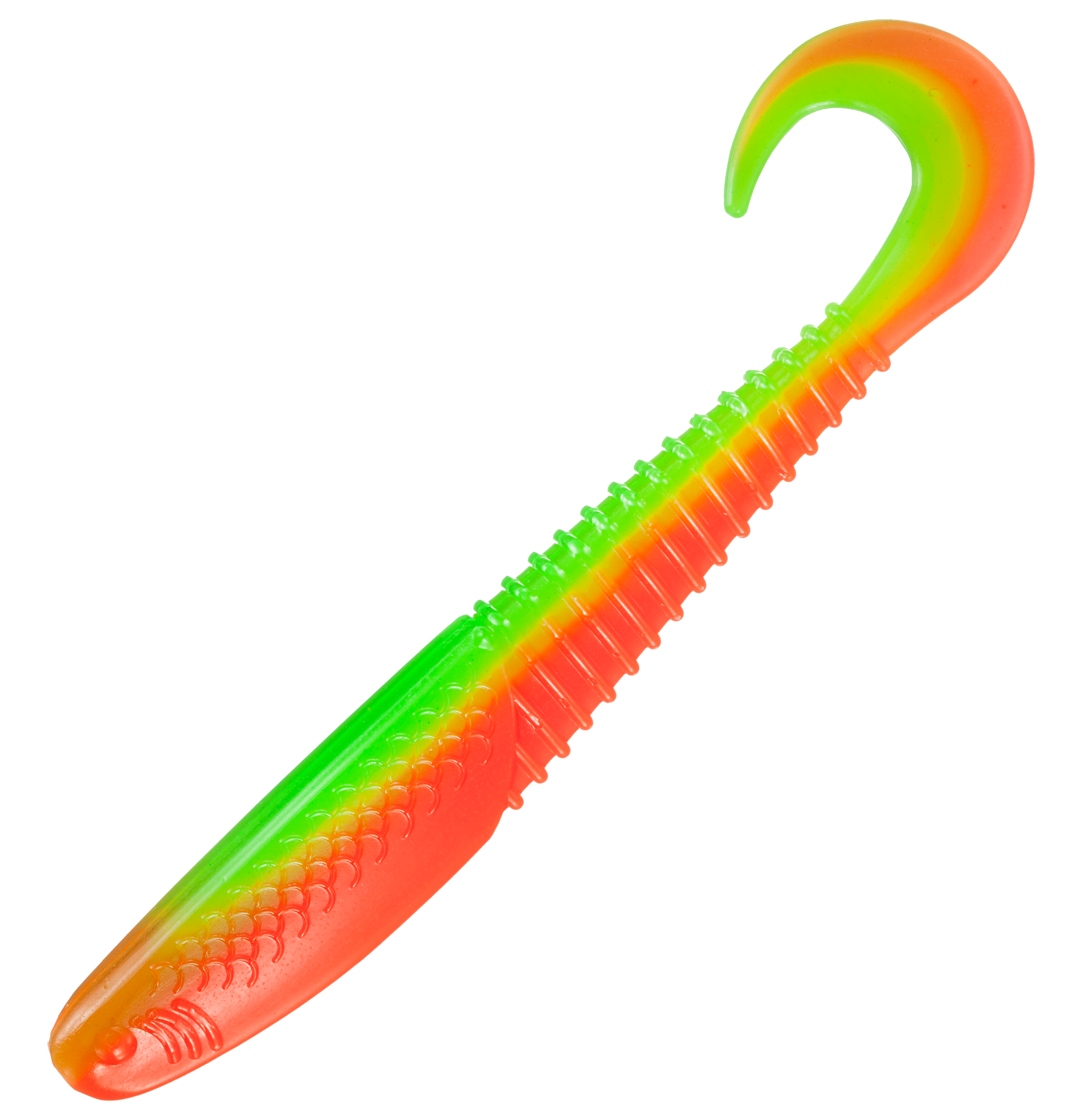 Bass Pro Shops Walleye Angler Curl Tail Minnow - Hot Lime/Fire Red Belly