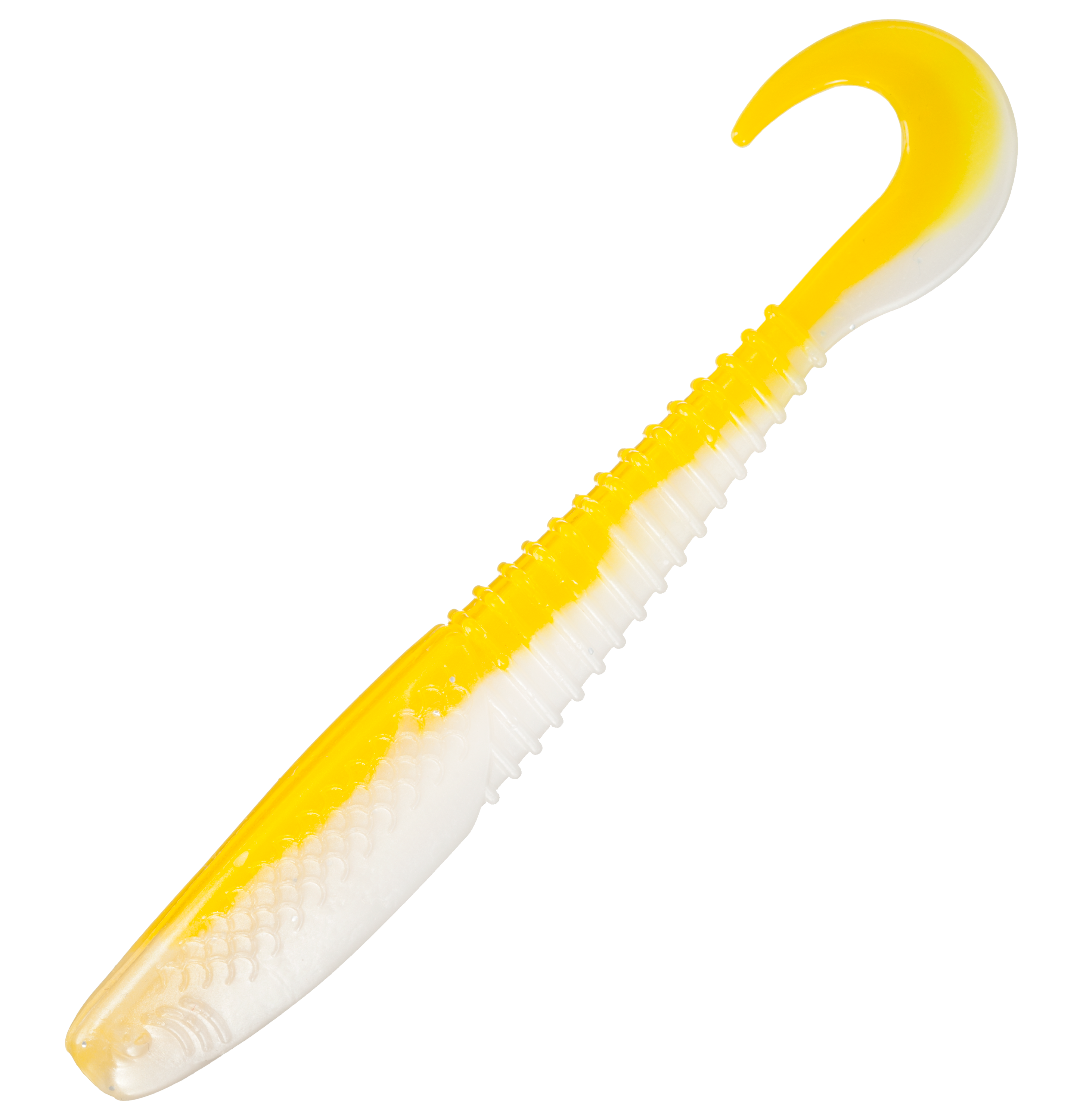 Bass Pro Shops Walleye Angler Curl Tail Minnow - Yellow/Pearl Silver Flake 