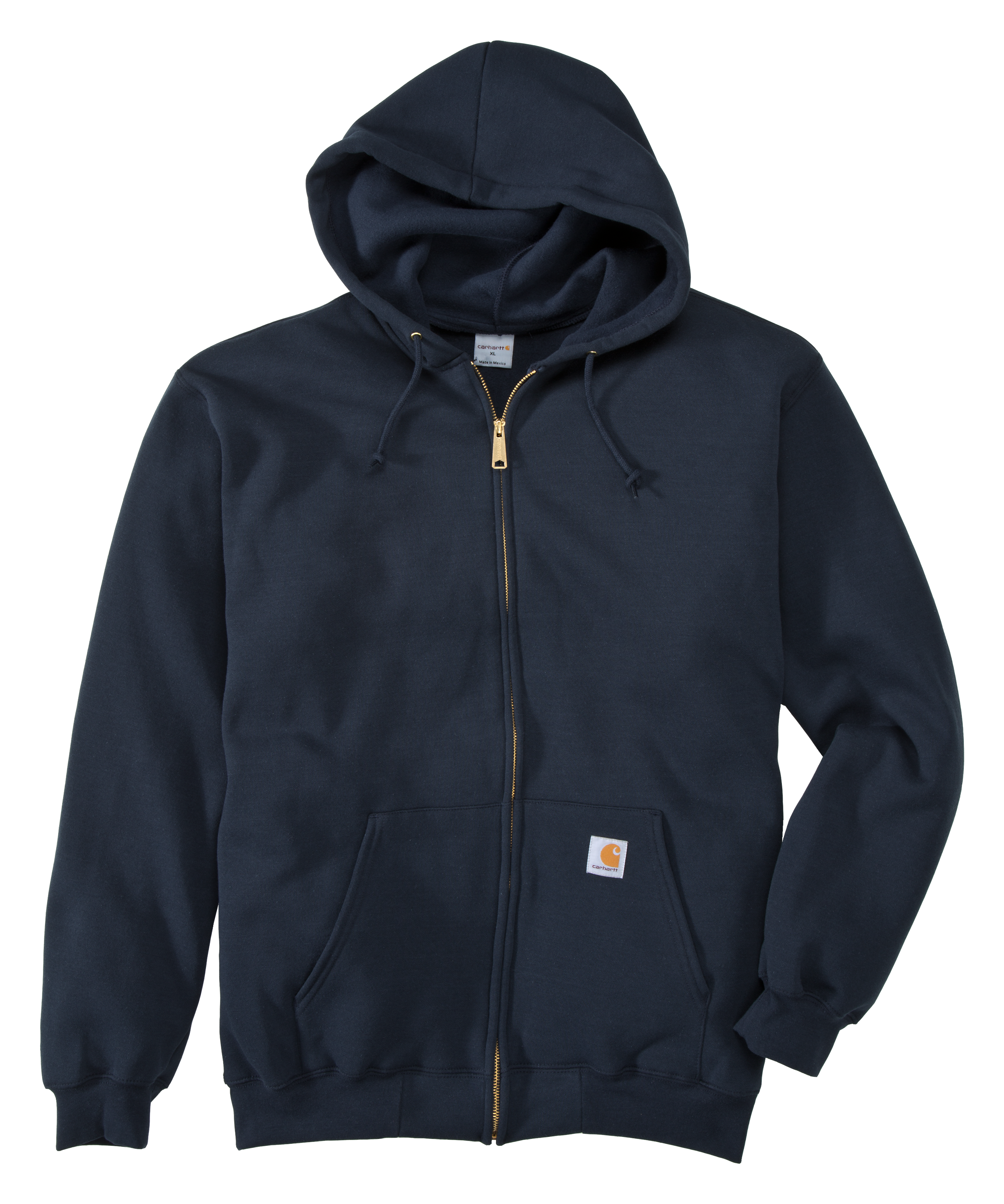 Image of Carhartt Midweight Full-Zip Long-Sleeve Hooded Sweatshirt for Men - New Navy - XL