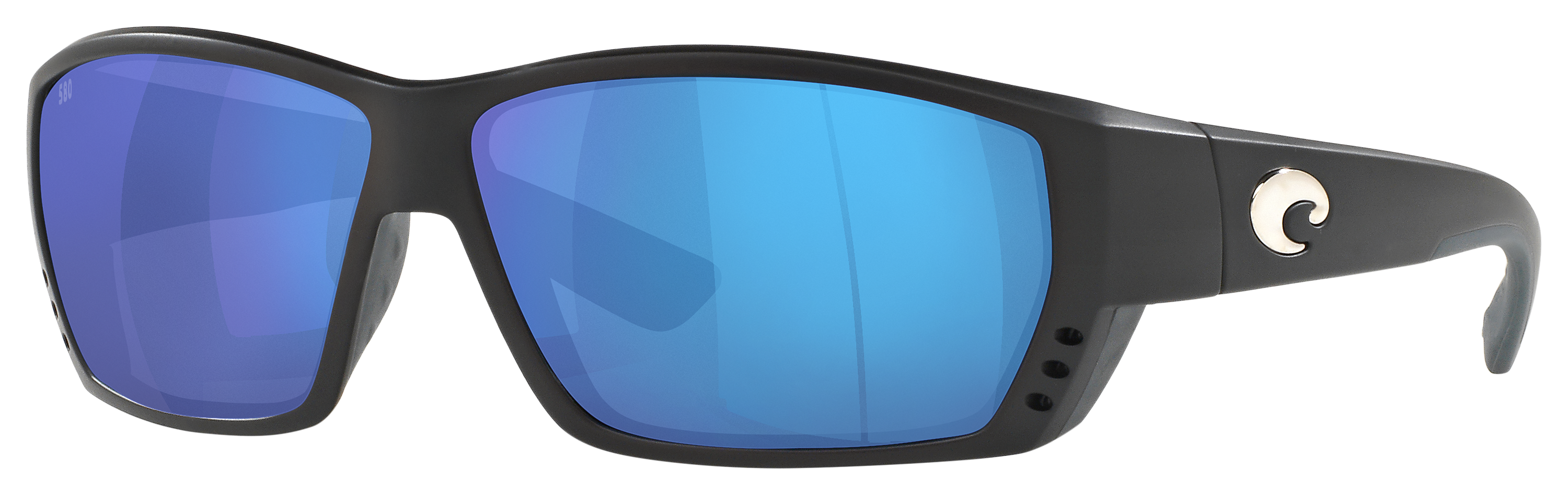Costa Del Mar Tuna Alley 580G Glass Polarized Sunglasses - Matte Black/Blue Mirror - X-Large