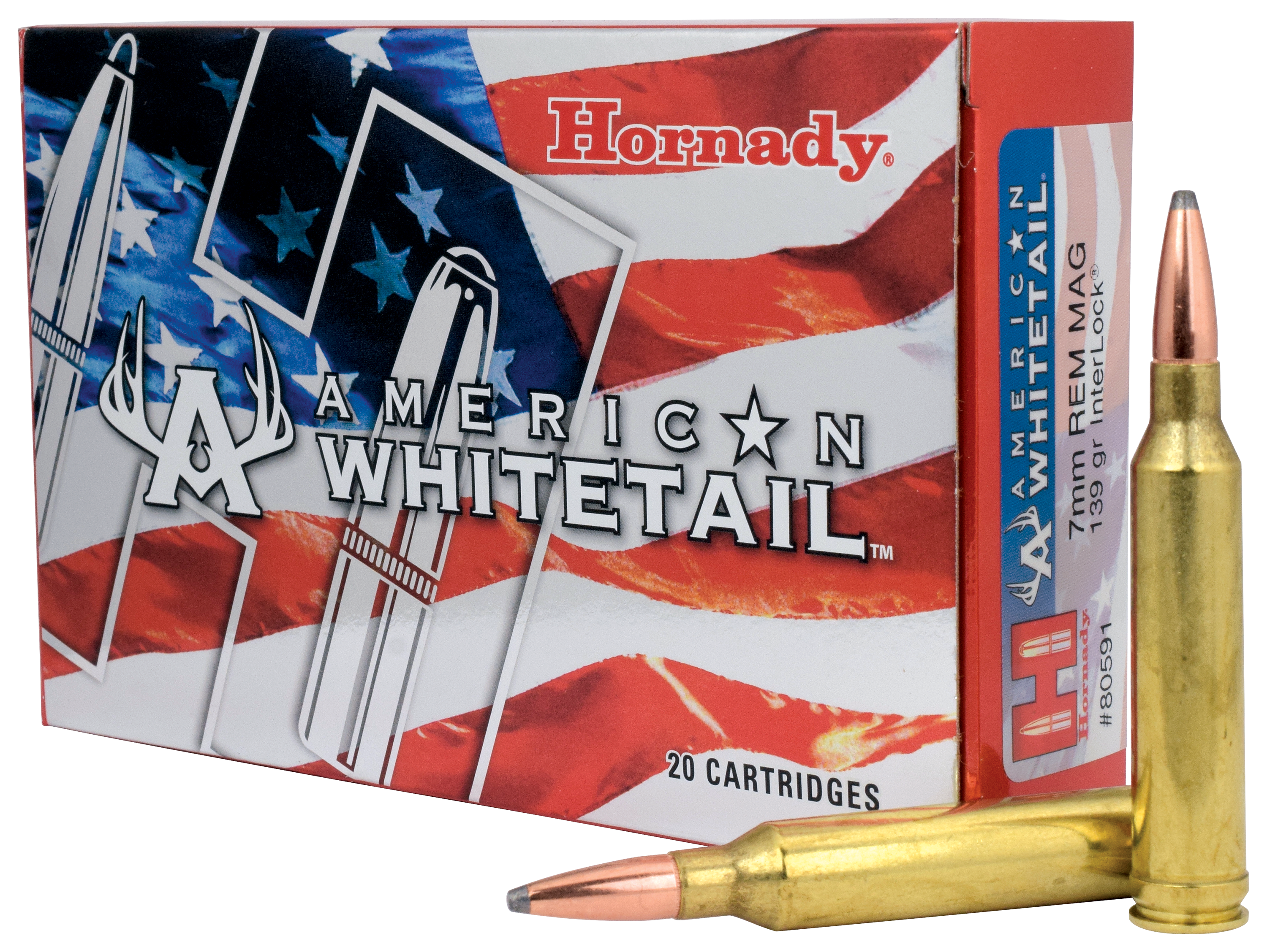 Hornady American Whitetail 7mm Remington Magnum 139 Grain Centerfire Rifle Ammo