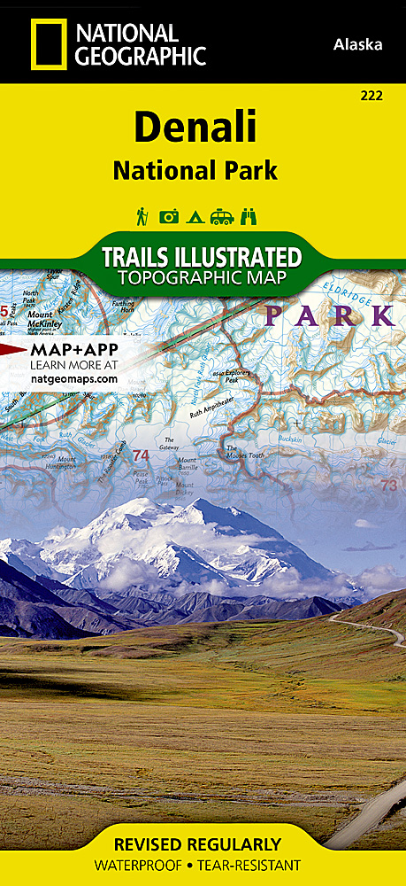 Image of National Geographic National Park Topographic Map with Illustrated Trails - Alaska - Denali National Park