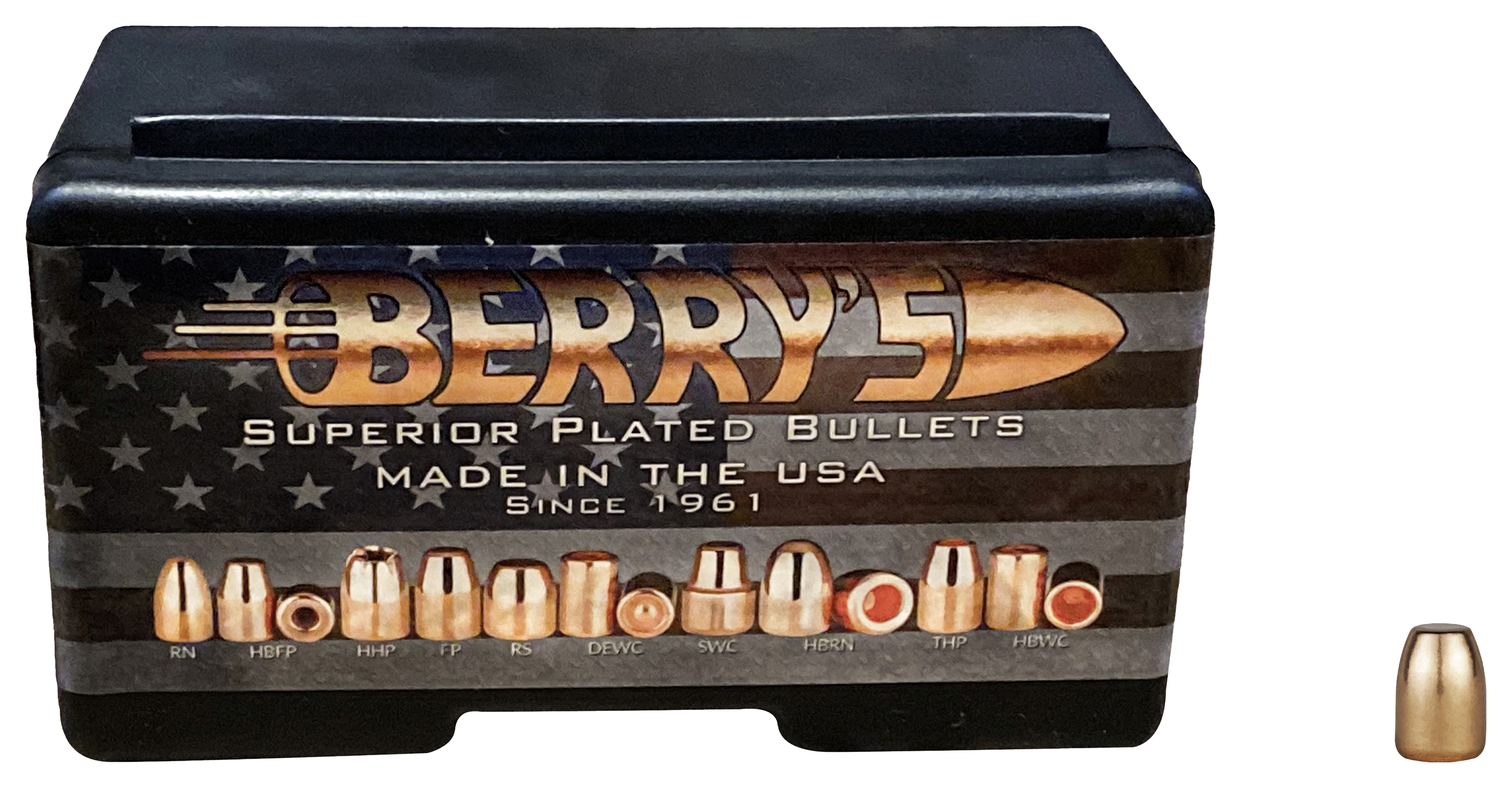 Berry's Superior Plated RS Pistol Bullets - .40S&ampW/10mm - 155 Grain - .401 Diameter - 250 Rounds