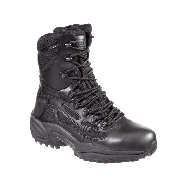 Reebok Rapid Response RB Waterproof Side-Zip Tactical Work Boots for Men - Black - 8M
