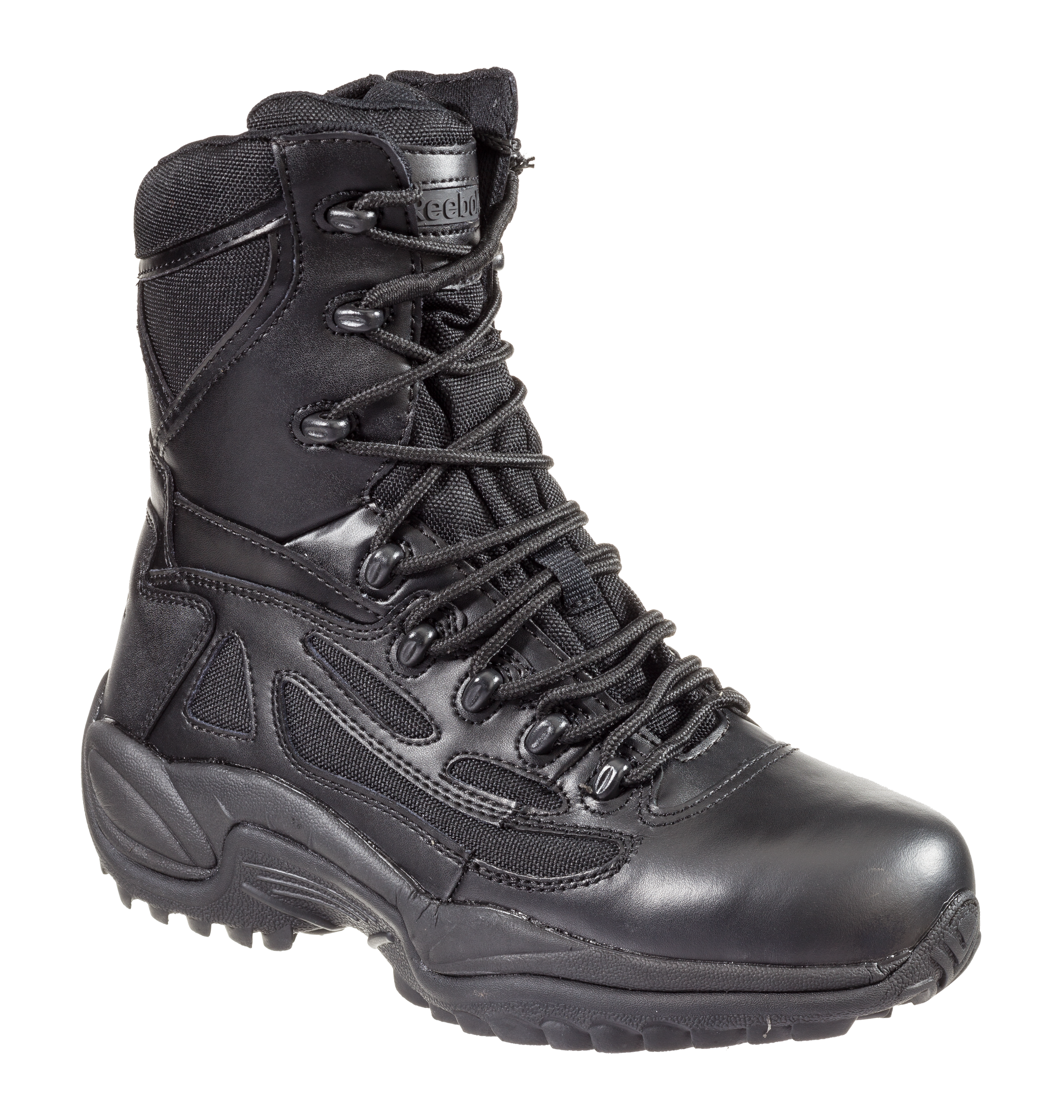 Reebok Rapid Response RB Waterproof Side-Zip Tactical Work Boots for Men - Black - 8M
