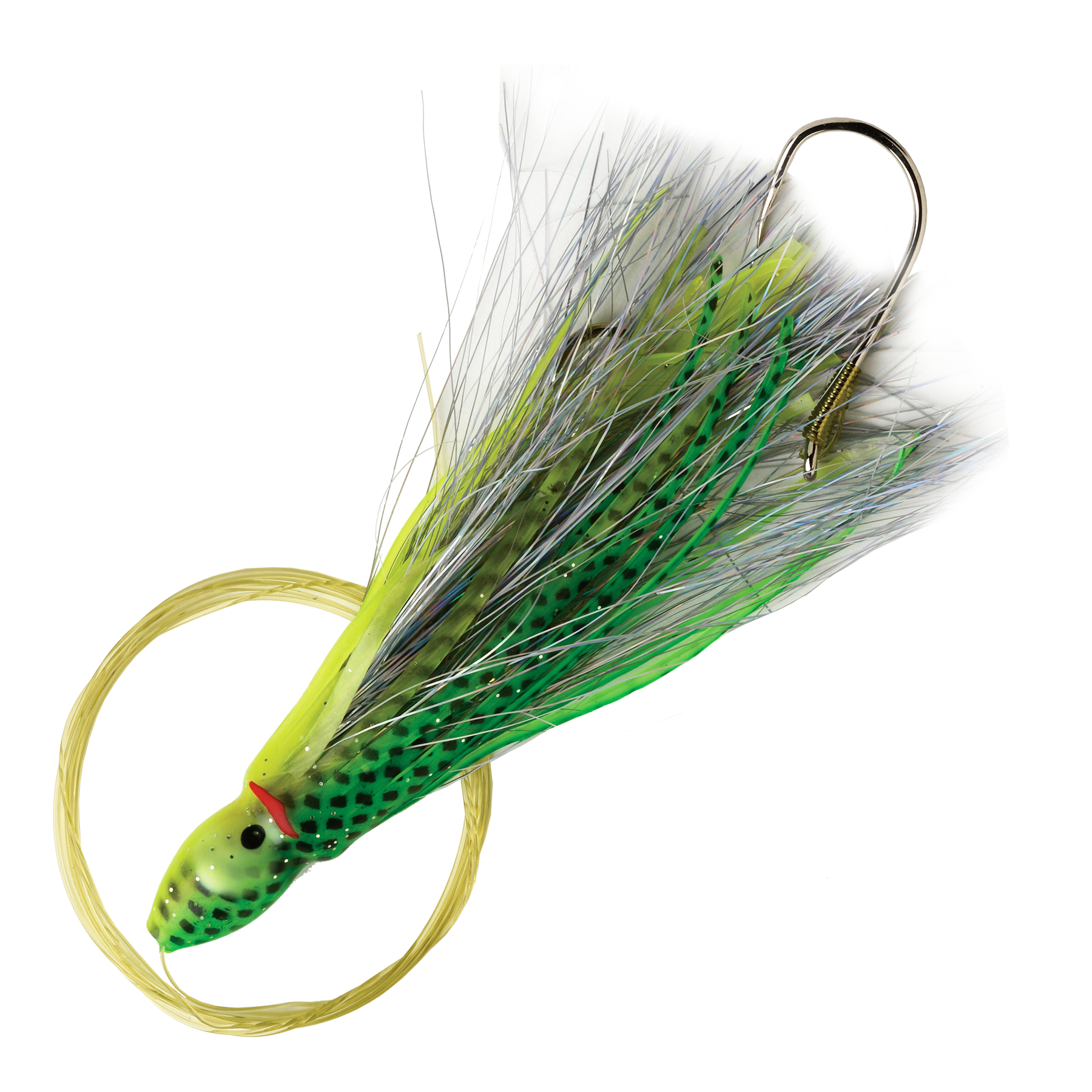 Image of P-Line Rigged Squid with Tinsel Insert - Green Chartreuse Black