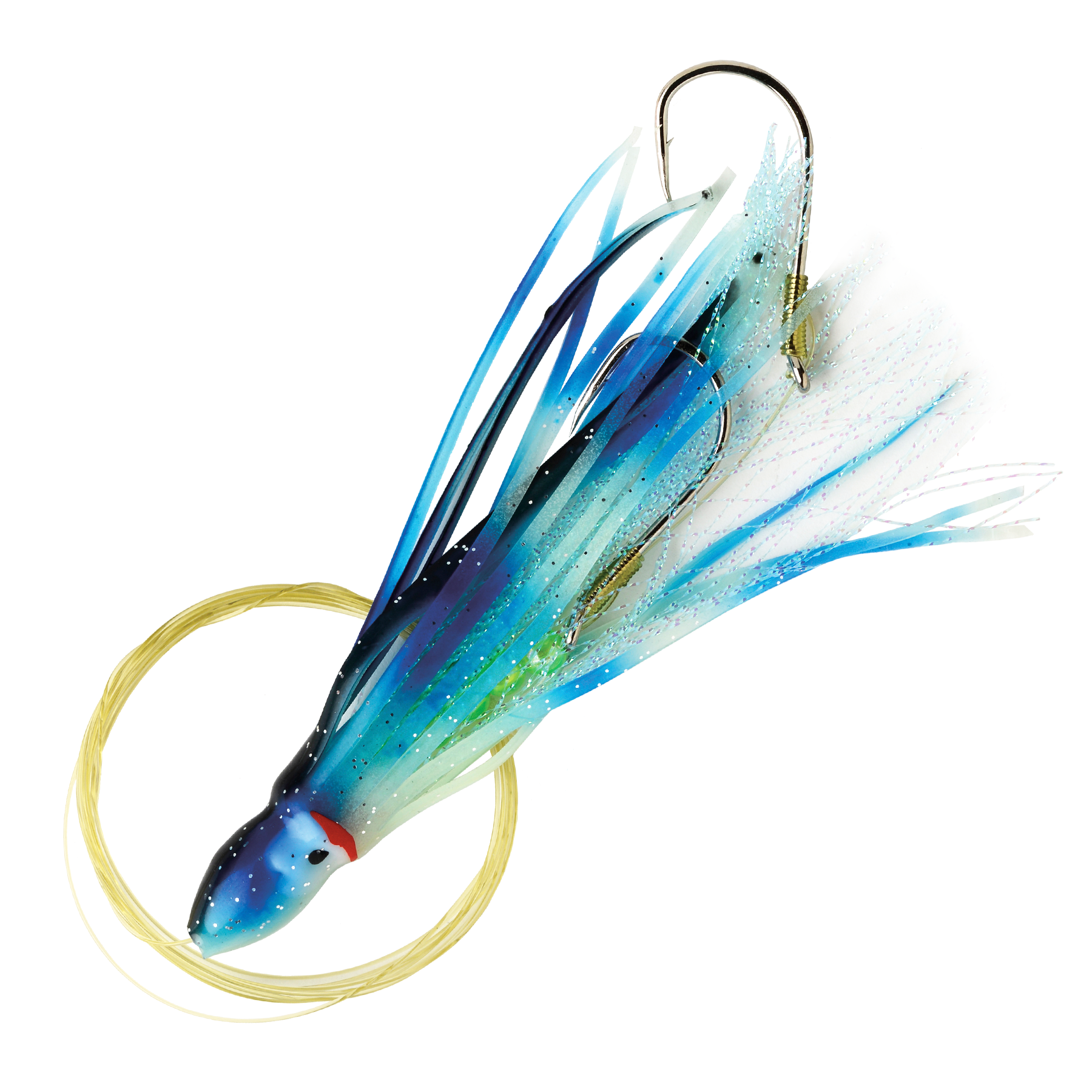 Image of P-Line Rigged Squid with Tinsel Insert - Glwo Blue Black Stripe