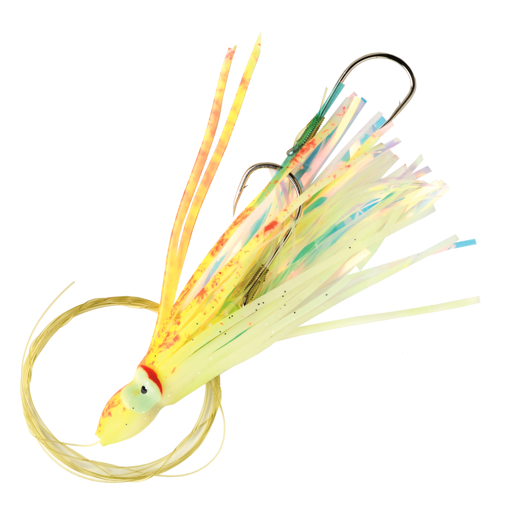 Image of P-Line Rigged Squid with Tinsel Insert - Glow Yellow Orange