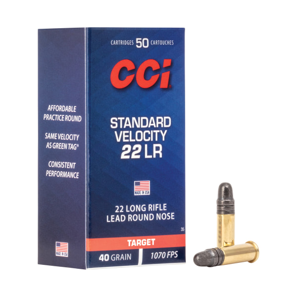 CCI Standard Velocity .22 LR 40 Grain Lead Round Nose Rimfire Ammo - 50 Rounds