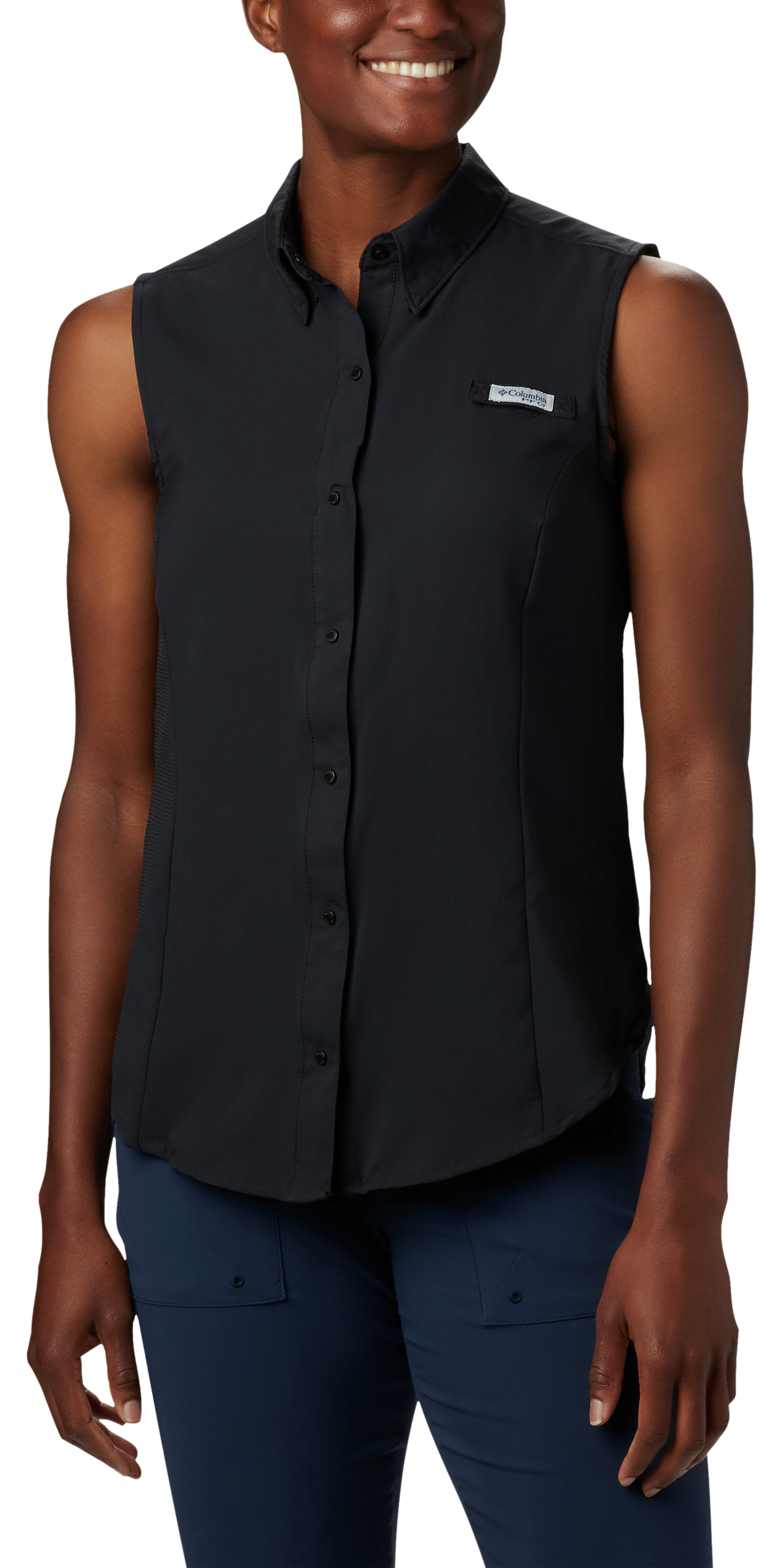 Image of Columbia PFG Tamiami Sleeveless Shirt - Black