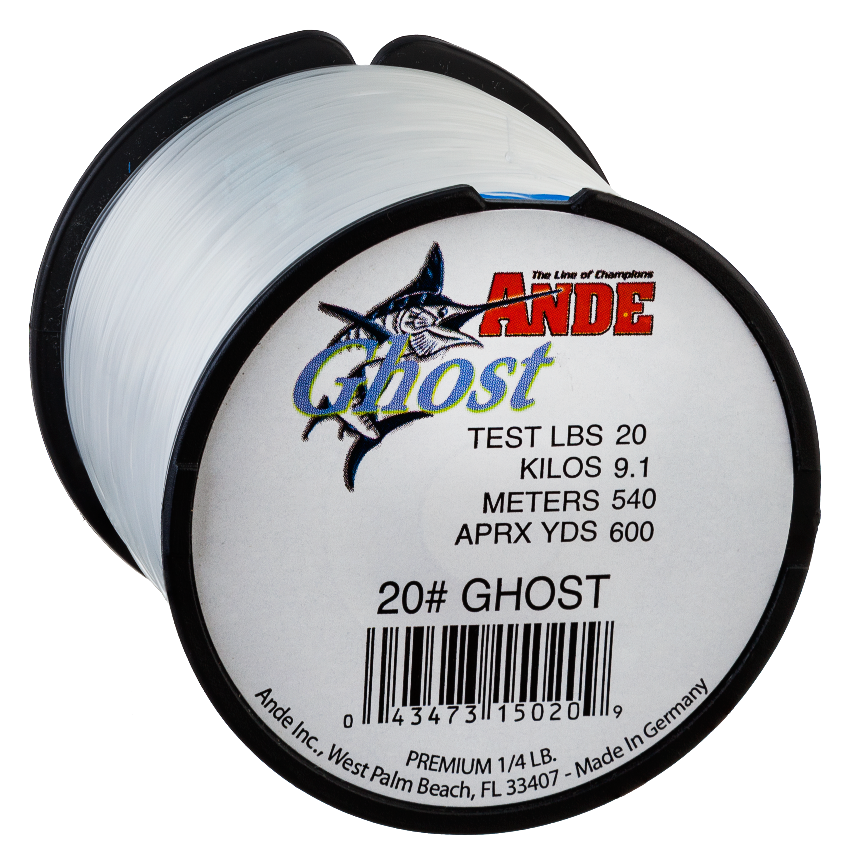 Ande Monofilament Line (Clear, 25 -Pounds Test, 1/4# Spool)