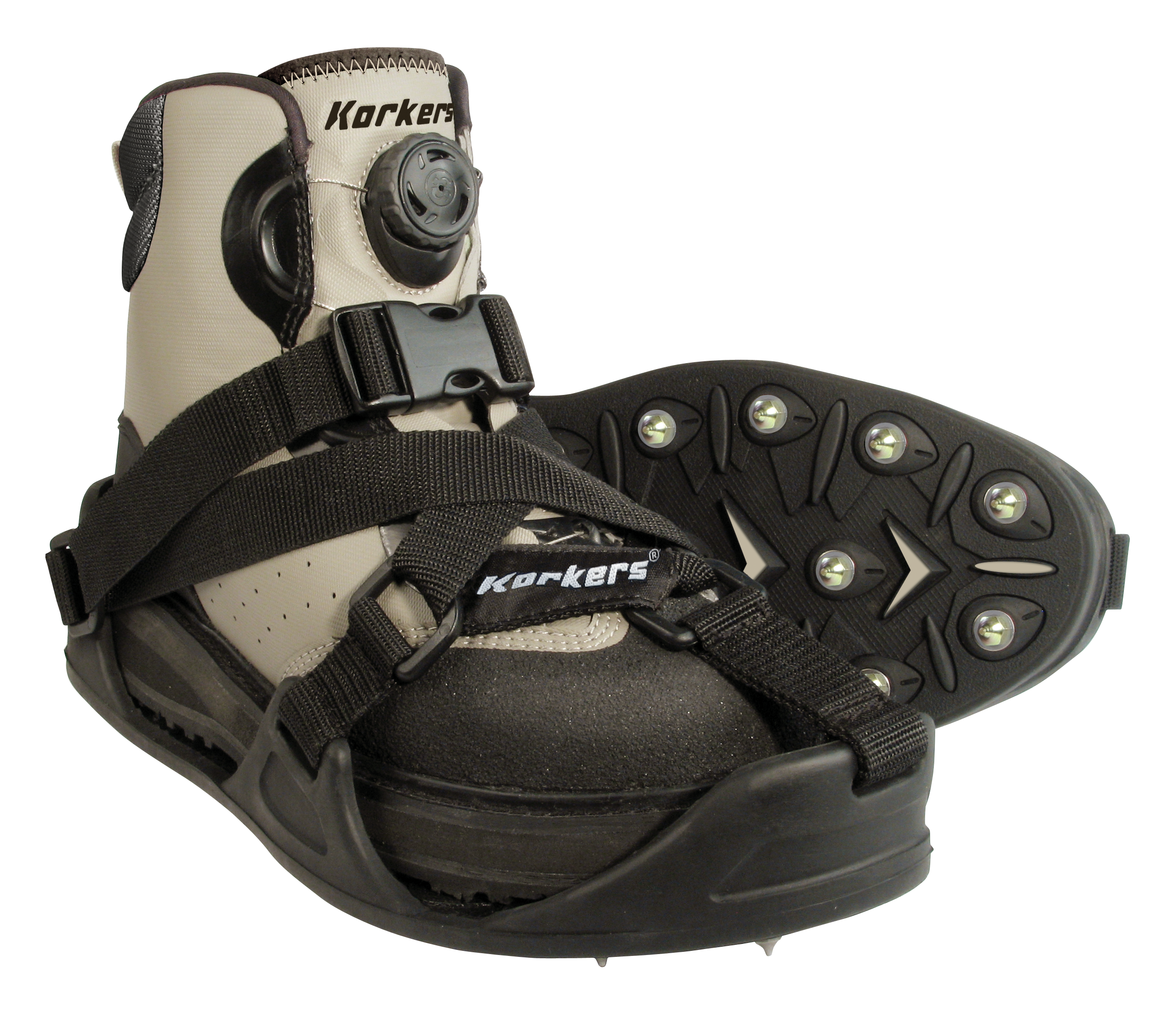 Image of Korkers CastTrax Cleated Fishing Overshoe - Black/Moonrock - L