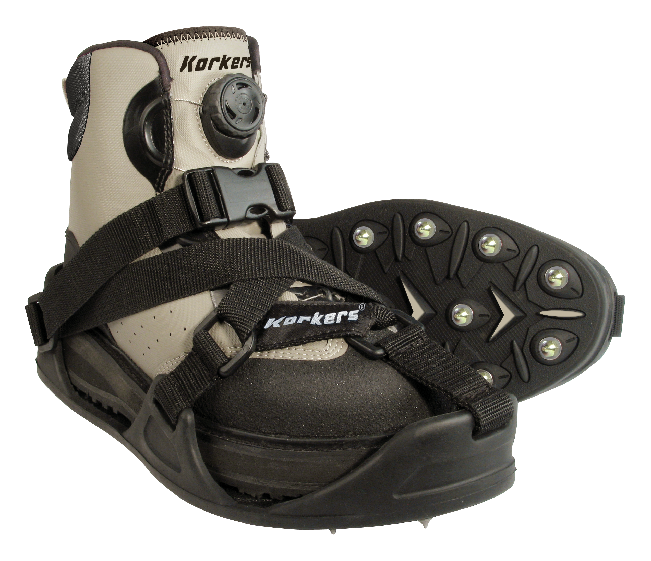 Image of Korkers CastTrax Cleated Fishing Overshoe - Black/Moonrock - XXL