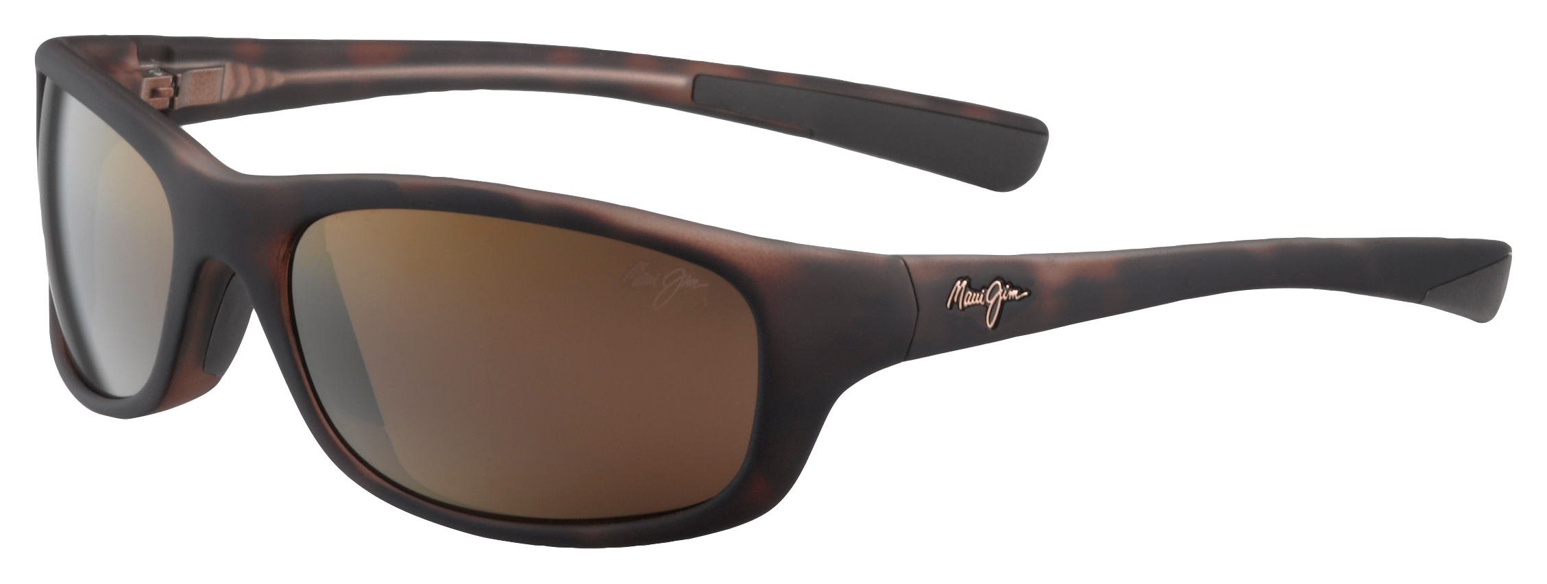 Image of Maui Jim Kipahulu Polarized Sunglasses - Matte Tortoise Rubber/HCL Bronze - X-Large