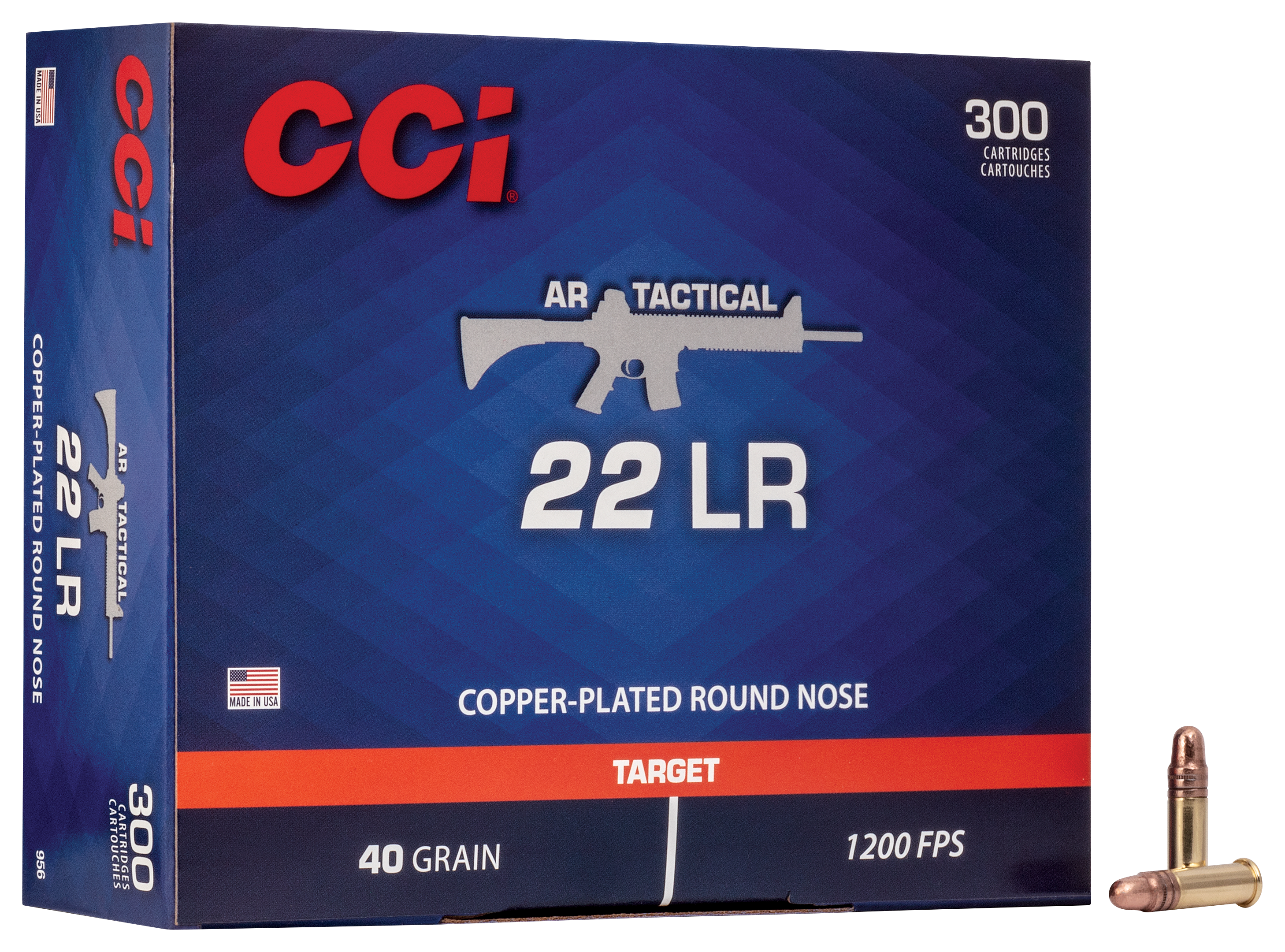 CCI AR Tactical Rimfire Ammo - Copper Plated Round Nose - 300 Rounds