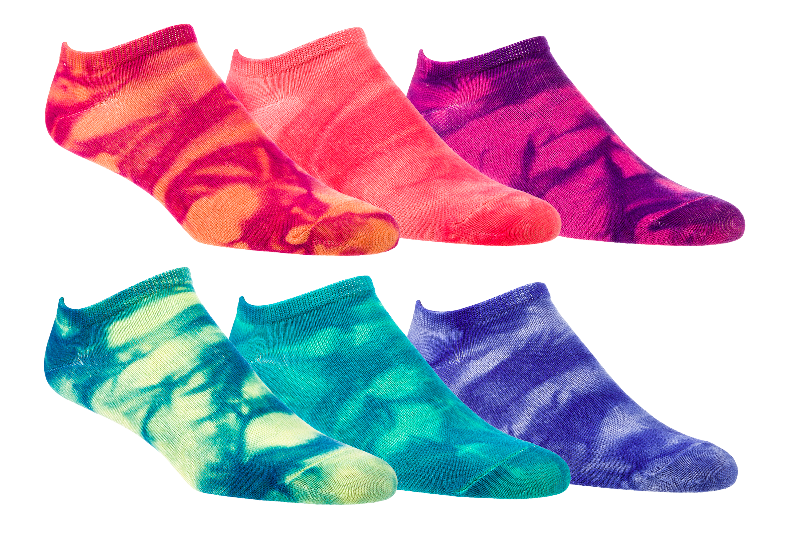 Natural Reflections No-Show Tie-Dye Socks 6-Pair Pack - Natural Reflections