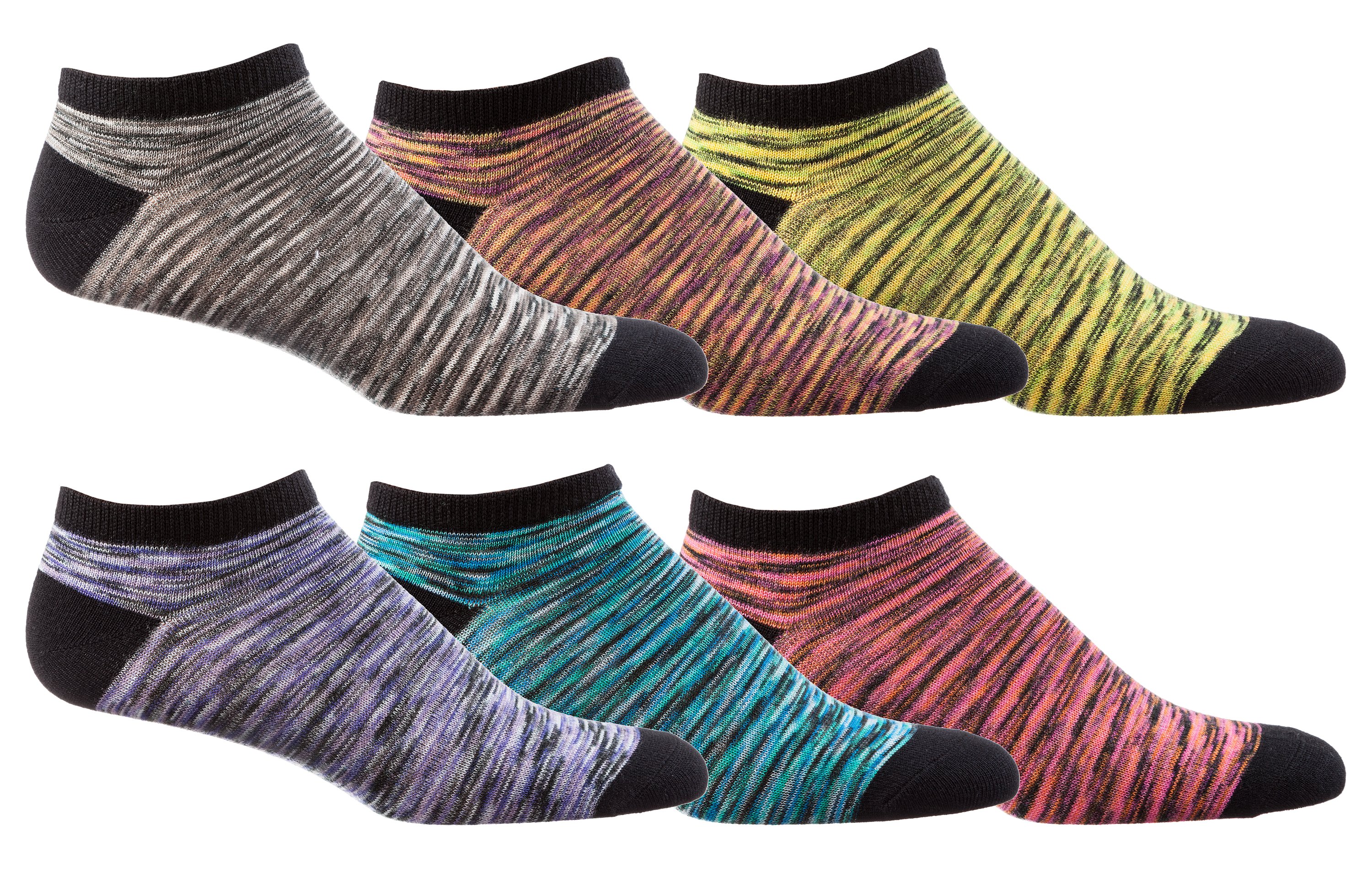 Image of Natural Reflections No Show Space Dyed Socks for Ladies - 6-Pair Pack