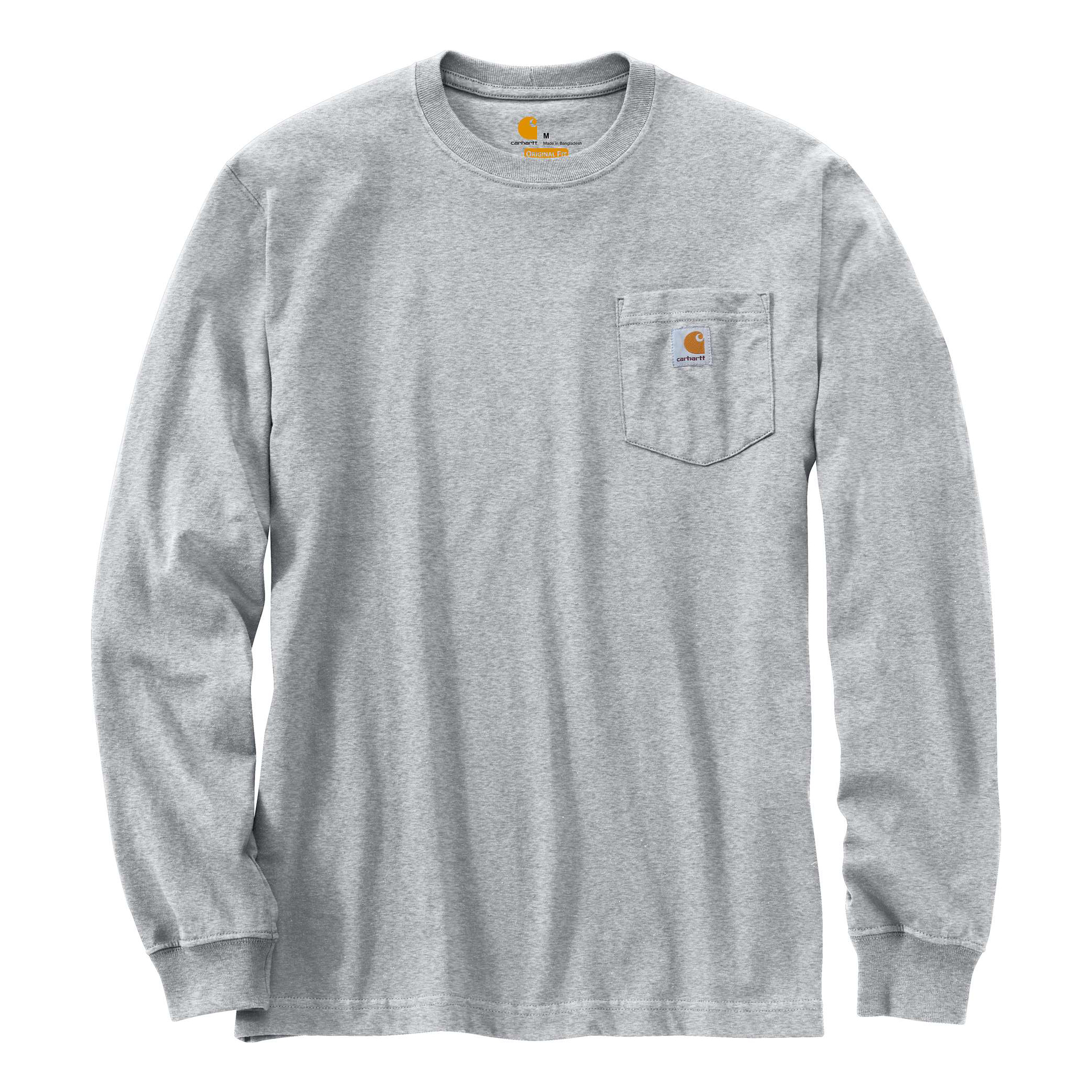 Image of Carhartt Workwear Loose-Fit Long-Sleeve Pocket T-Shirt for Men - Heather Gray