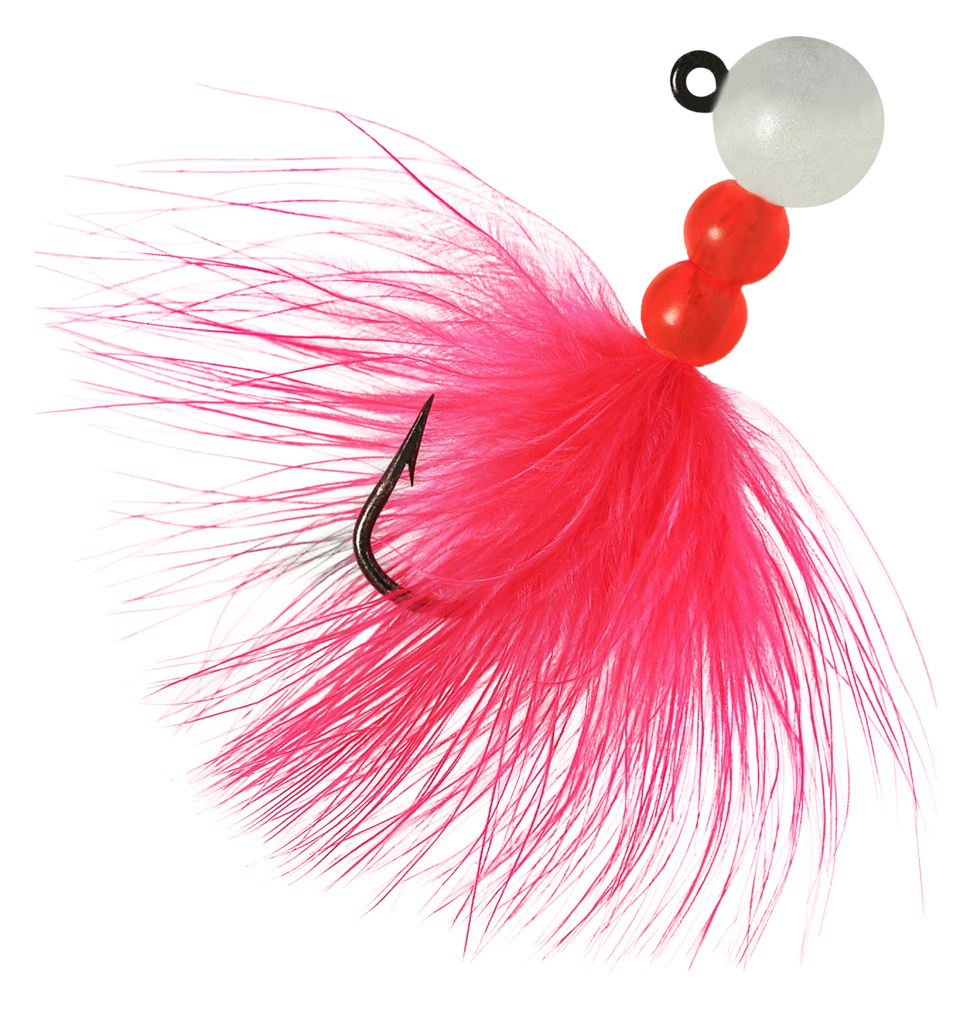 Image of "Hawken Fishing Beau Mac Pro Series Steelhead Marabou Bead Jig - Glow White/Cerise - 1"""