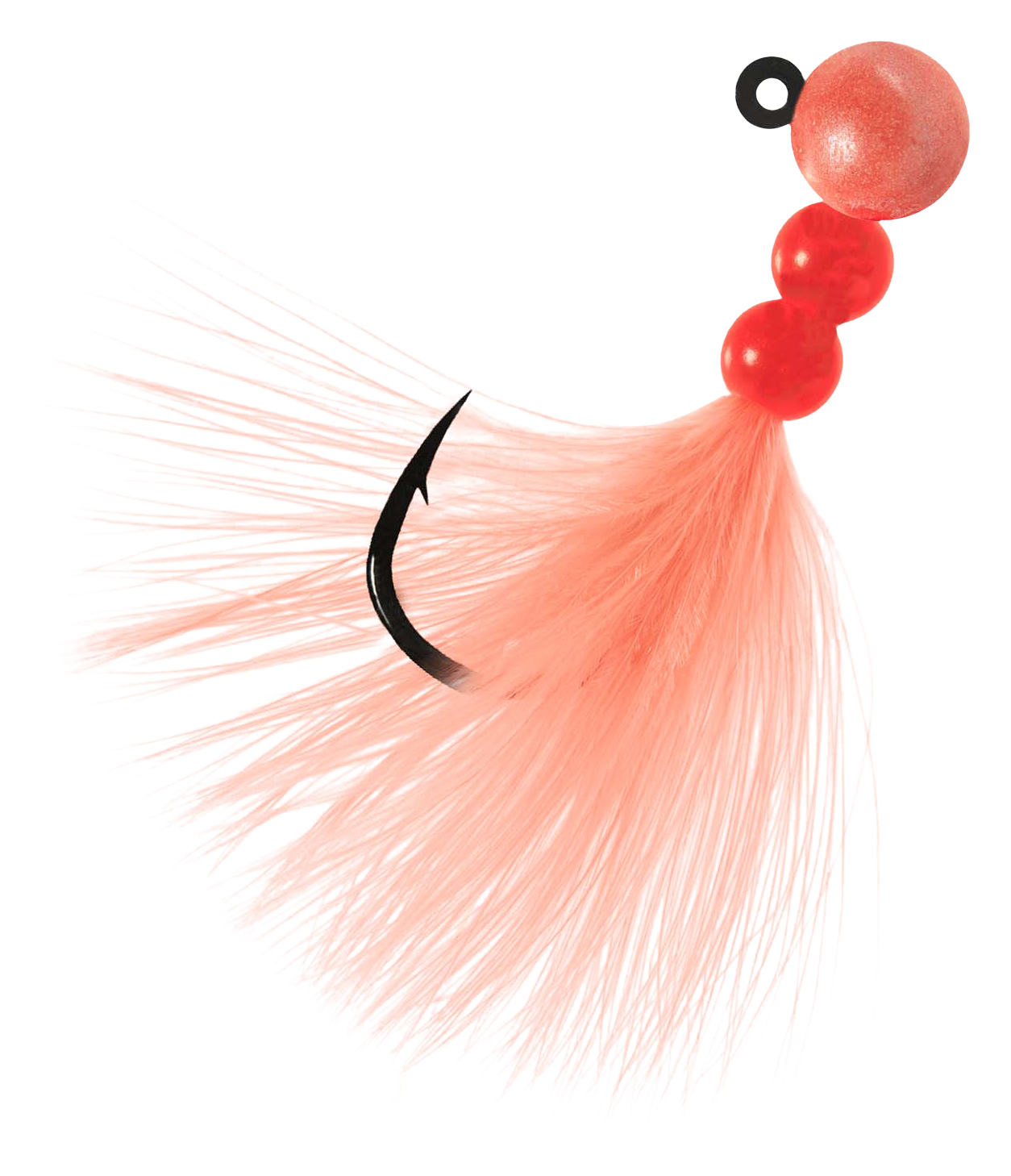 Image of "Hawken Fishing Beau Mac Pro Series Steelhead Marabou Bead Jig - Pearl Flame/Peach - 1"""