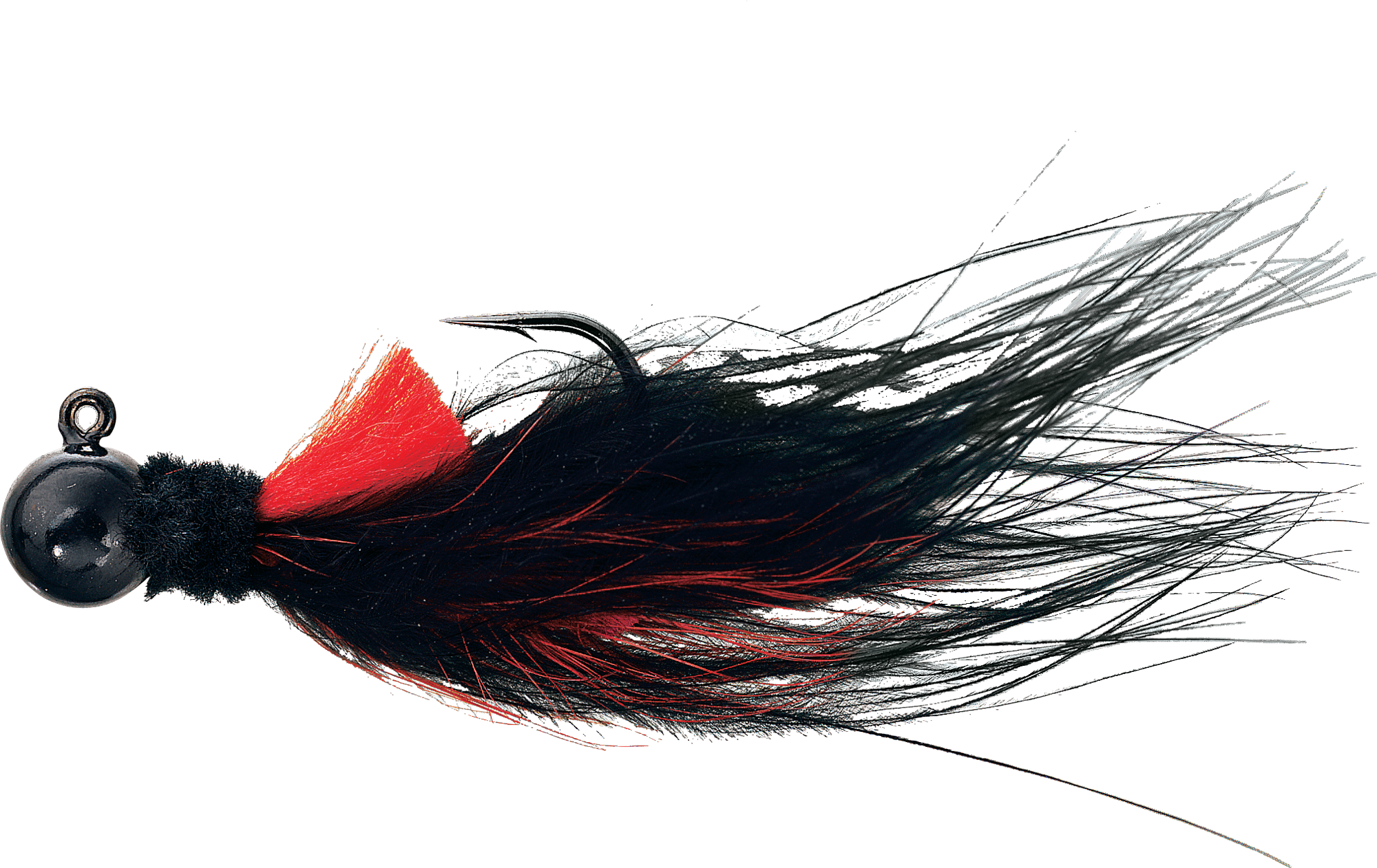 Image of AeroJig Marabou Jig - 1/4 oz - Black/Black-Red-Flame