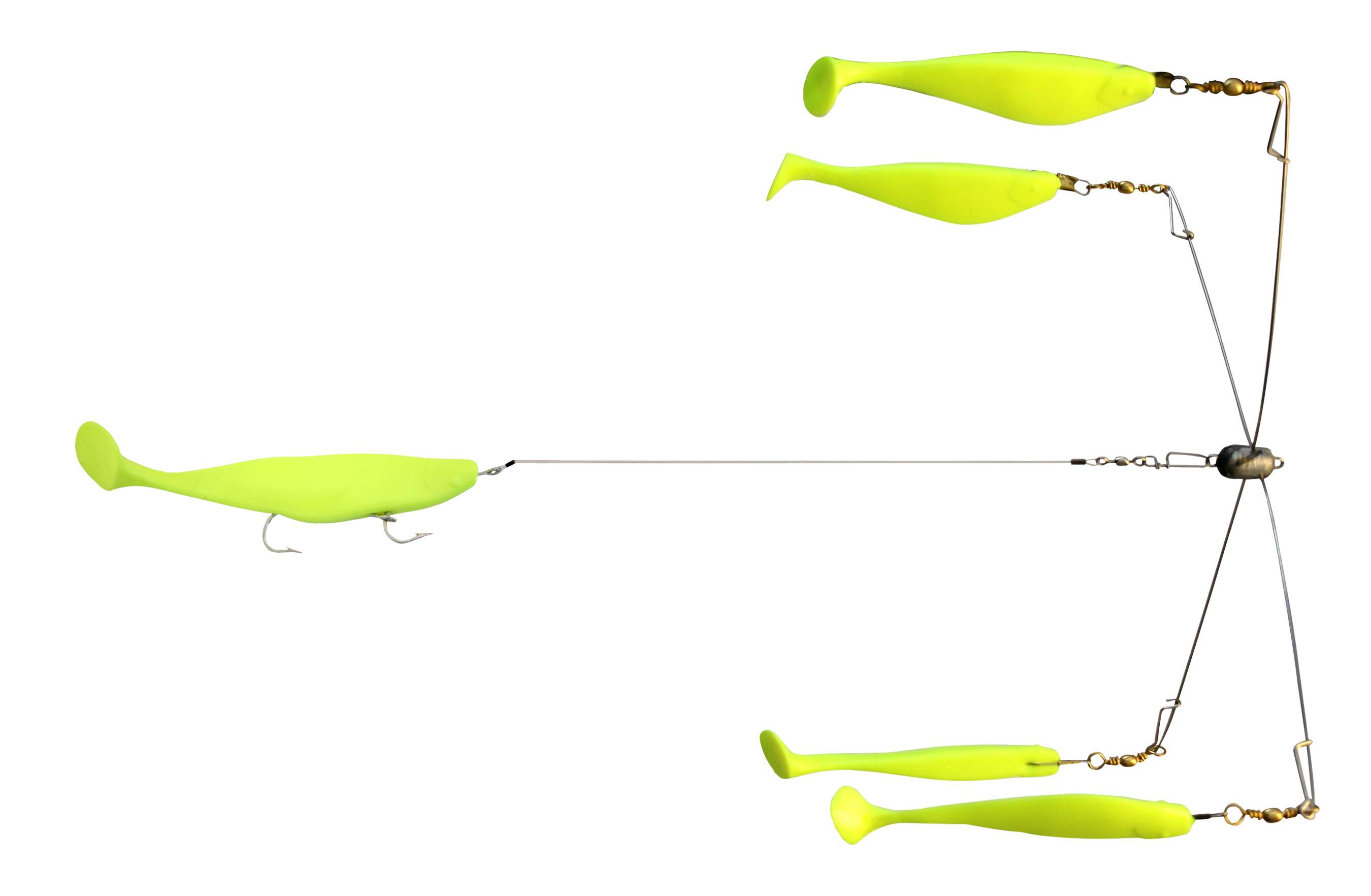Blue Water Candy Rock Fish Candy 4-Arm Umbrella Rig with Shad Body