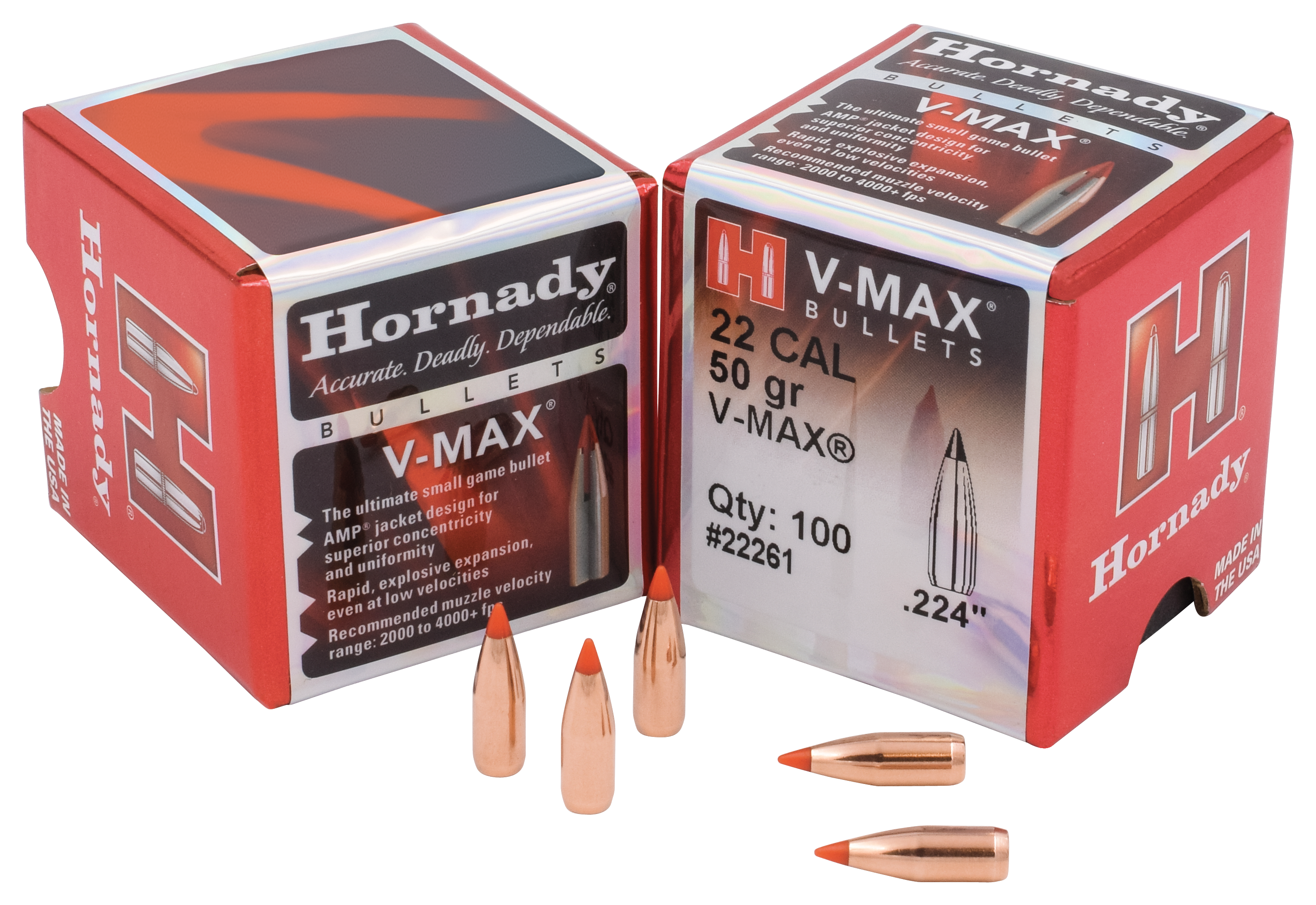 Hornady V-Max Rifle Bullets - 6mm Caliber - .243 Diameter - 58 Grain - 100 Rounds