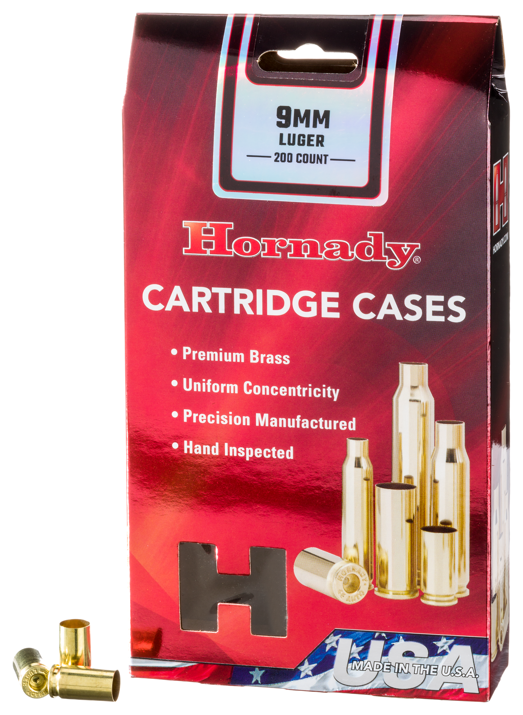 Hornady Unprimed Brass Pistol Cartridge Cases - .9mm Luger