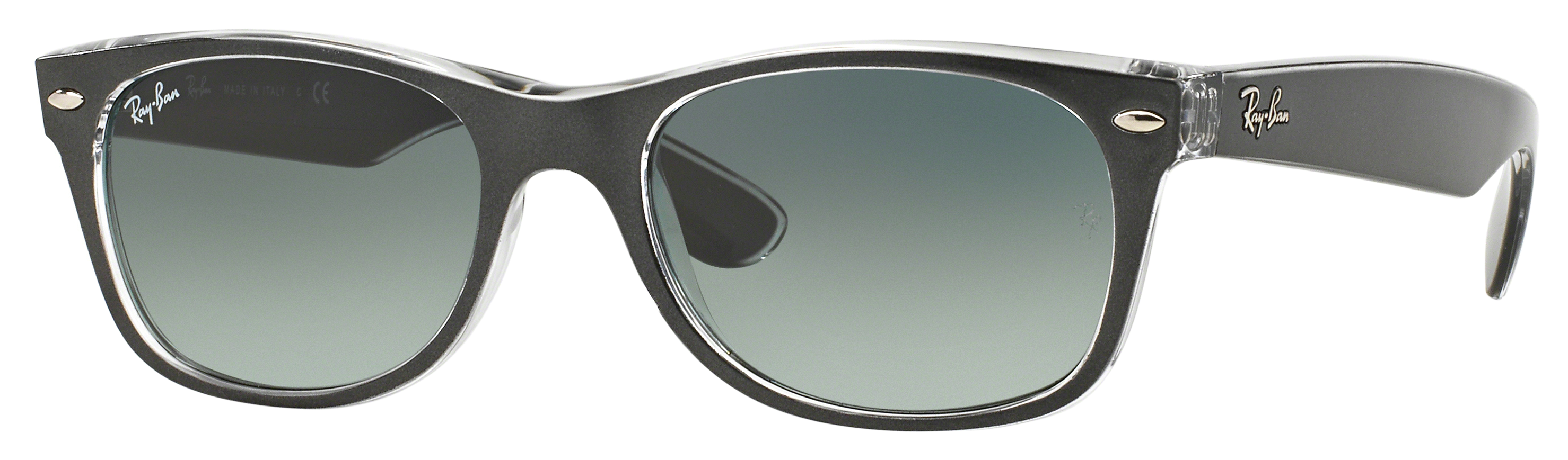 Image of Ray-Ban New Wayfarer Color Mix RB2132 Glass Gradient Sunglasses - Matte Gunmetal/Gray Gradient - Standard