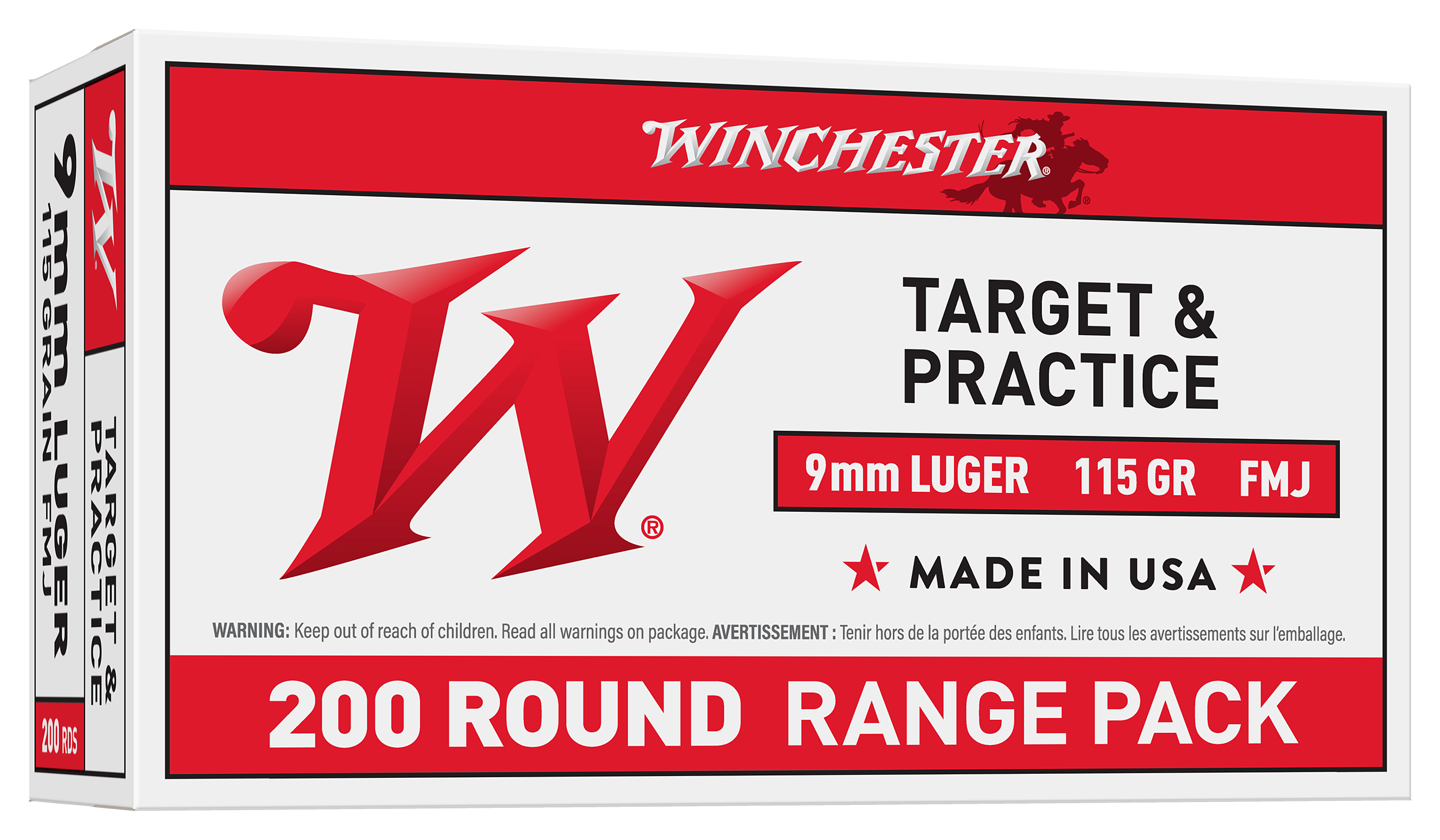 Winchester 9mm Luger 115 Grain FMJ Centerfire Handgun Ammo