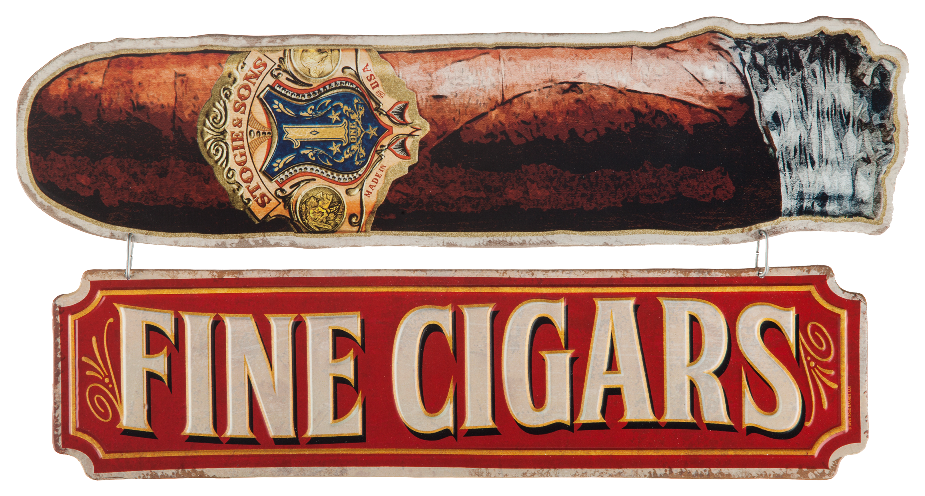 Open Road Brands Fine Cigars Linked Embossed Tin Sign