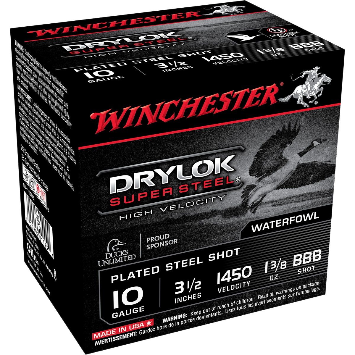 Winchester Drylok Super Steel HV 10-Ga. 3-1/2″ 1-3/8 oz. Waterfowl Shotshells - BBB - 250 Rounds - Winchester