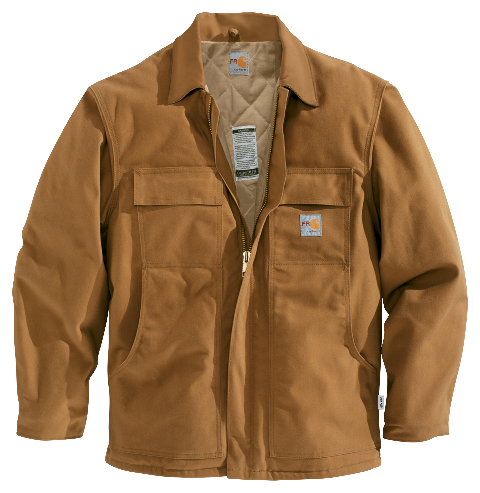Image of Carhartt Flame-Resistant Quilt-Lined Duck Traditional Coat for Men - Carhartt Brown