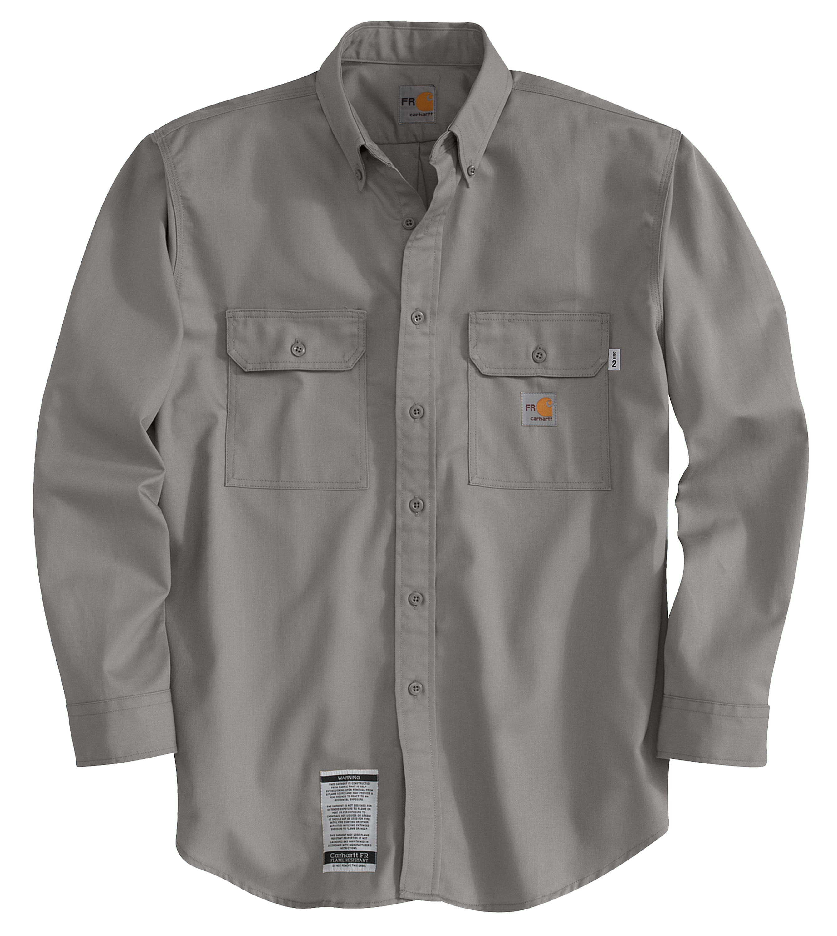 Image of Carhartt Flame-Resistant Long-Sleeve Twill Shirt with Pocket Flaps for Men - Gray