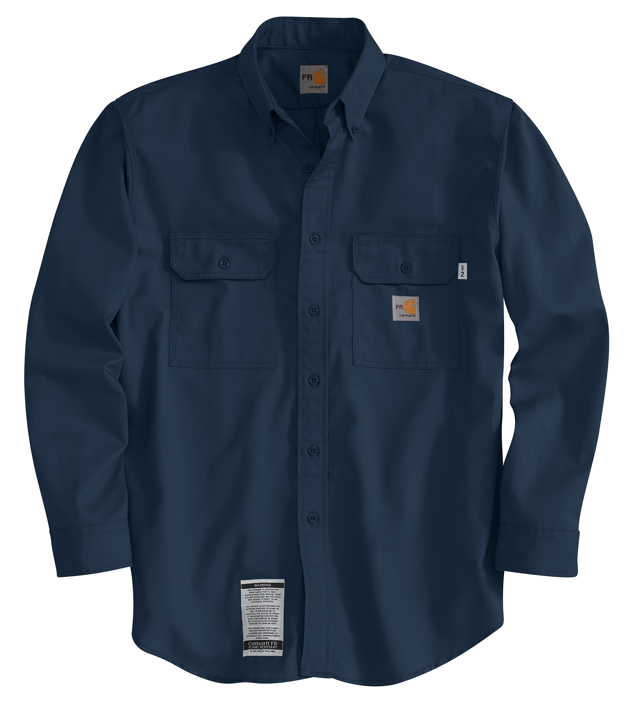 Image of Carhartt Flame-Resistant Long-Sleeve Twill Shirt with Pocket Flaps for Men - Dark Navy
