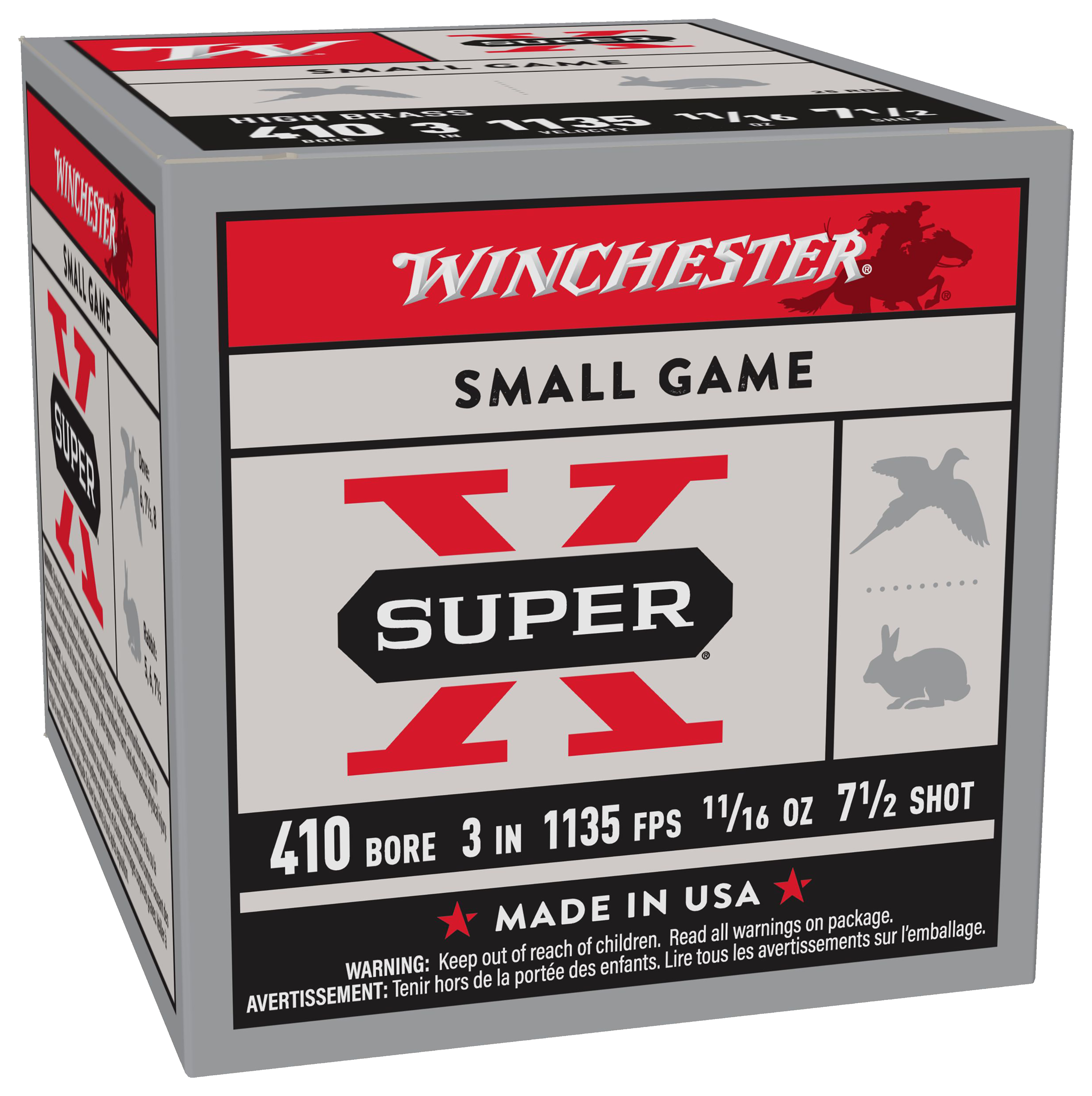 Winchester Super-X Upland and Small Game .410 Bore 3″ 11/16 oz. Shotshells - #7.5 - 250 Rounds - Winchester
