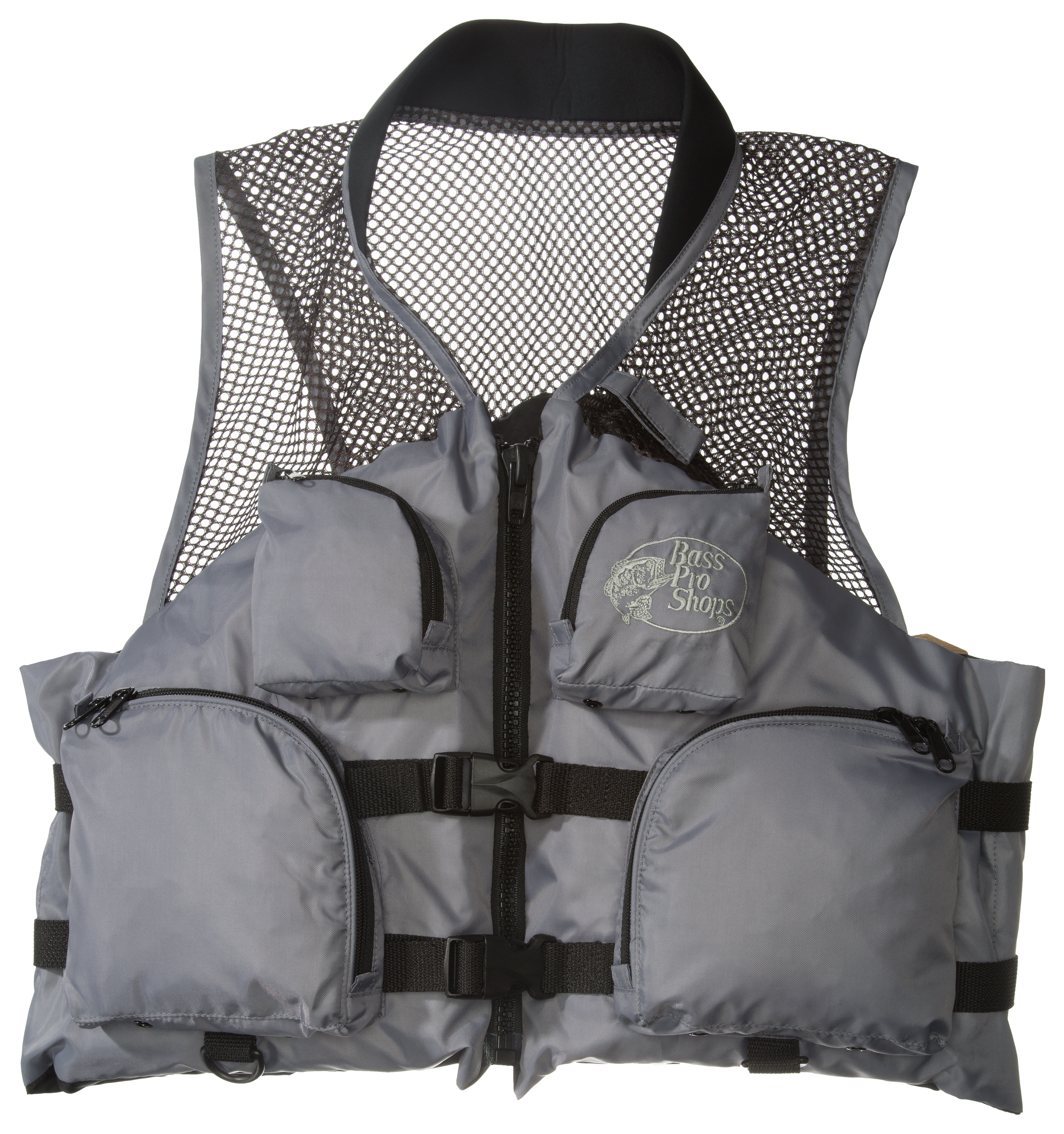 Image of Bass Pro Shops Deluxe Mesh Fishing Life Vest for Adults - Silver Grey - M