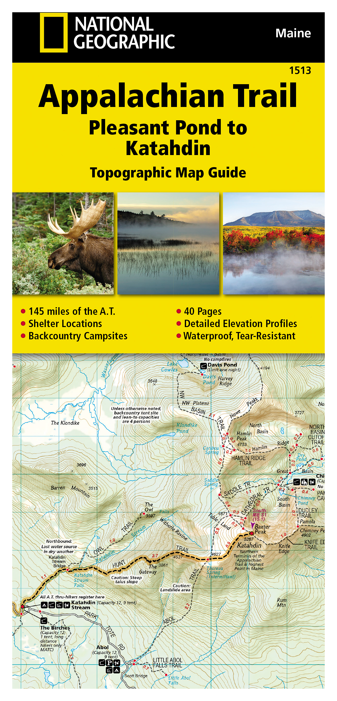 Image of National Geographic Trails Illustrated Topographic Map Guide Series - Maine - Appalachian Trail Pleasant Pond to Katahdin