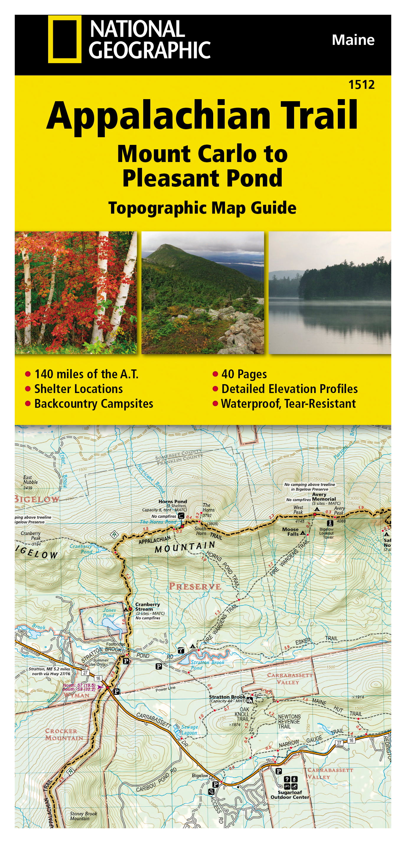 Image of National Geographic Trails Illustrated Topographic Map Guide Series - Maine - Appalachian Trail Mt. Carlo to Pleasant Pond